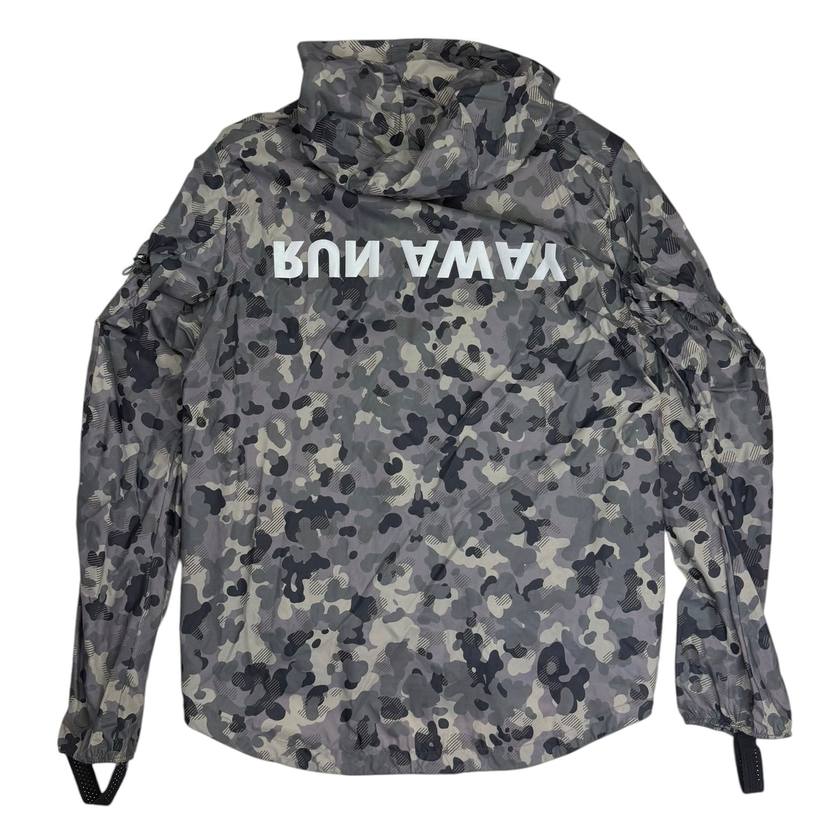 Satisfy “Run Away” Packable Windbreaker Camo Grey