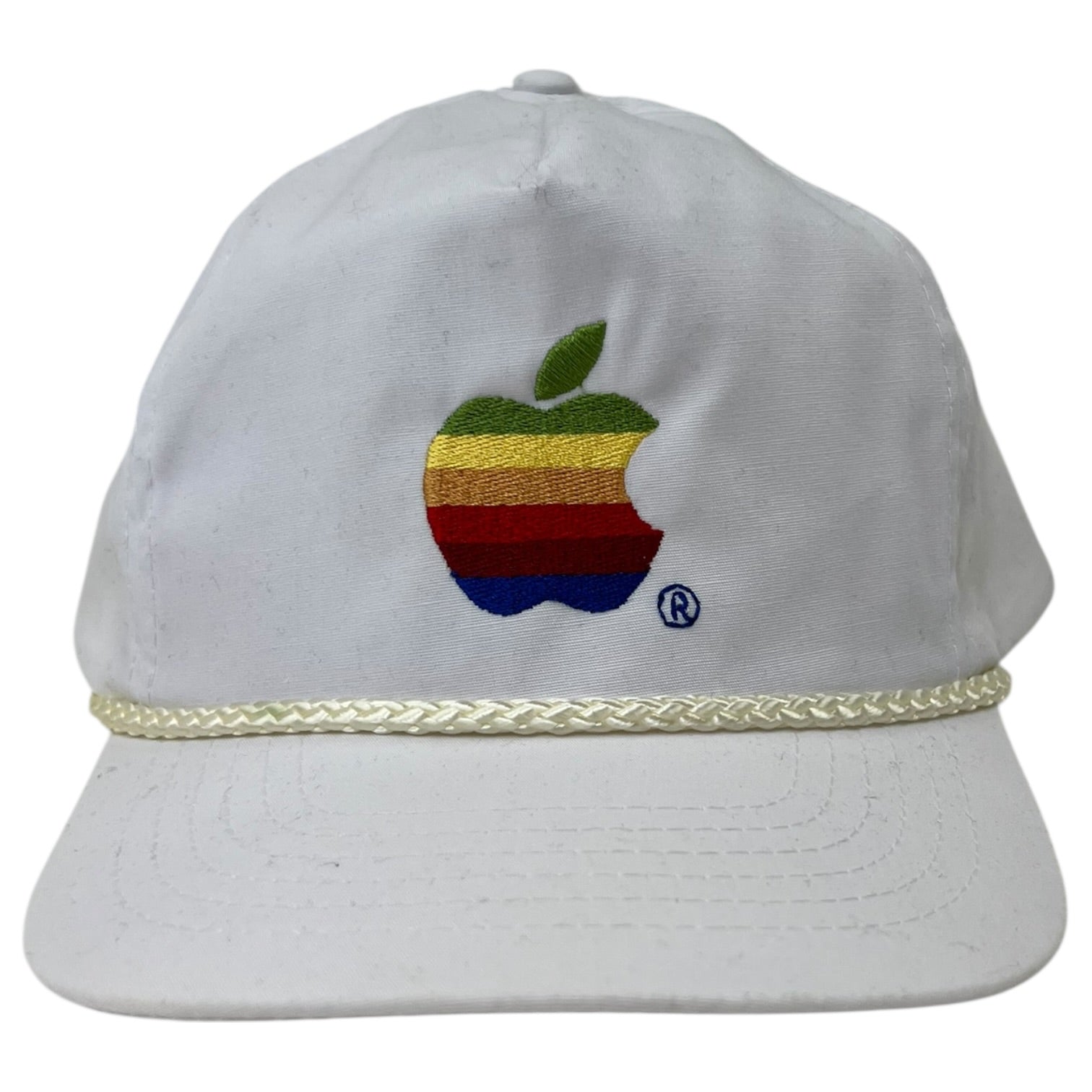 Vintage Apple Computer Hat Embroidered Logo White