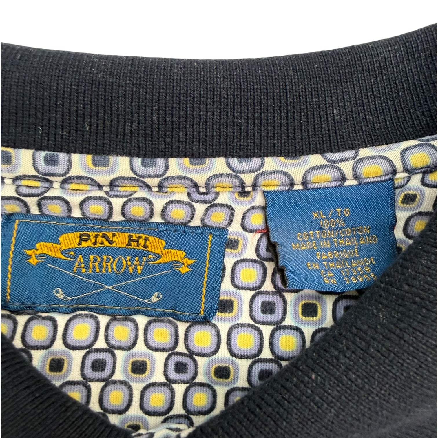 Vintage Pin High Arrow Golf Polo Dot Pattern Yellow/Blue