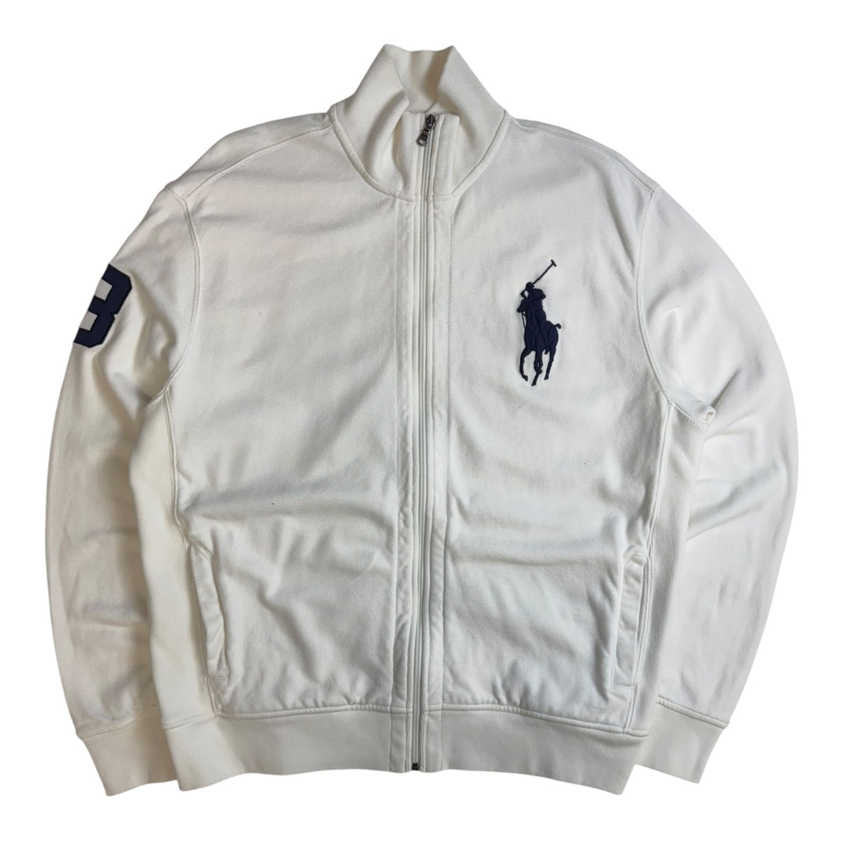 Vintage Polo Ralph Lauren Big Pony Zip-Up Sweater White