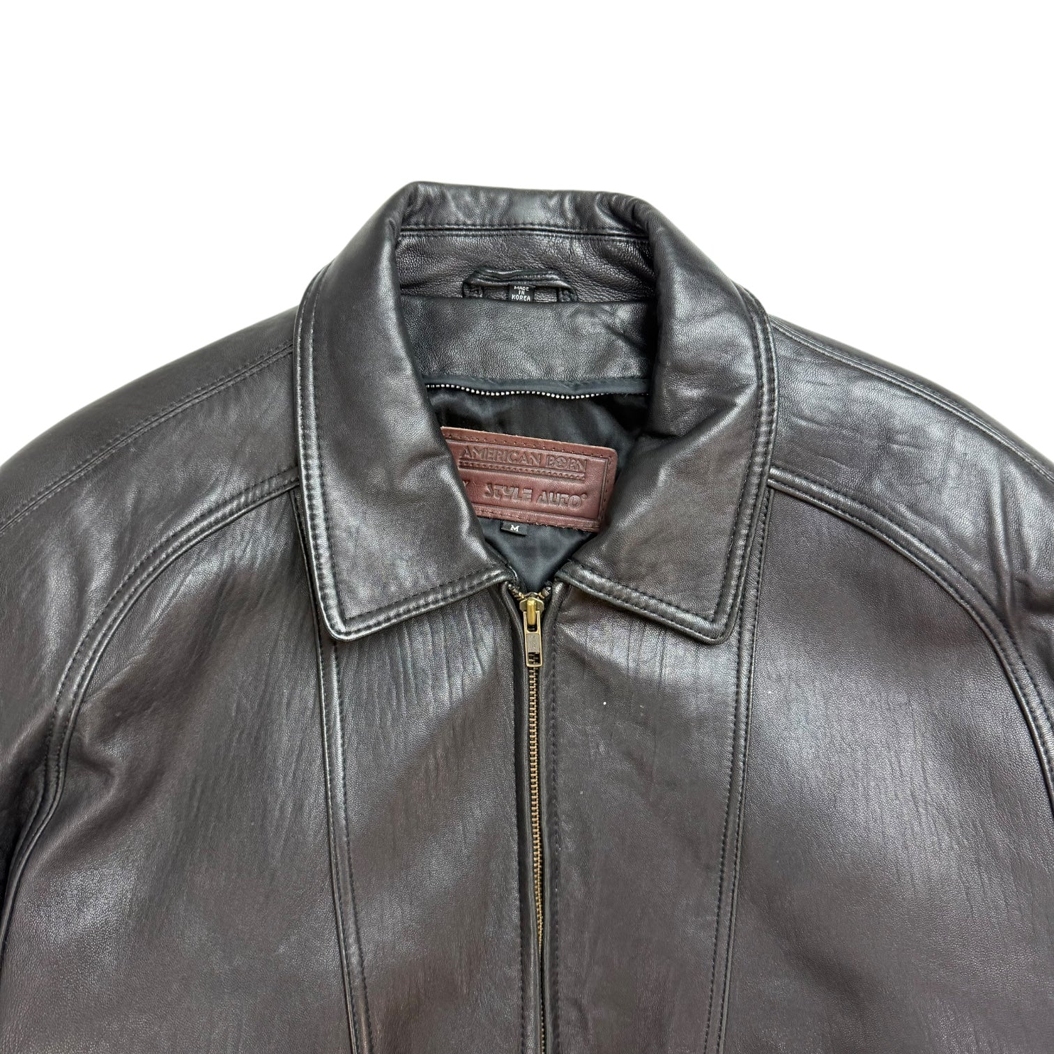 Vintage Style Auto Leather Jacket Black