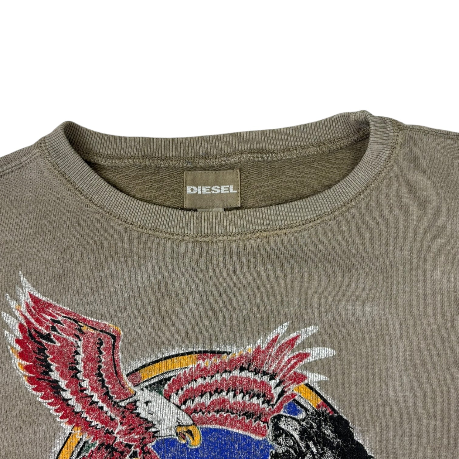 Diesel “Brave 78” Eagle Crewneck Tan