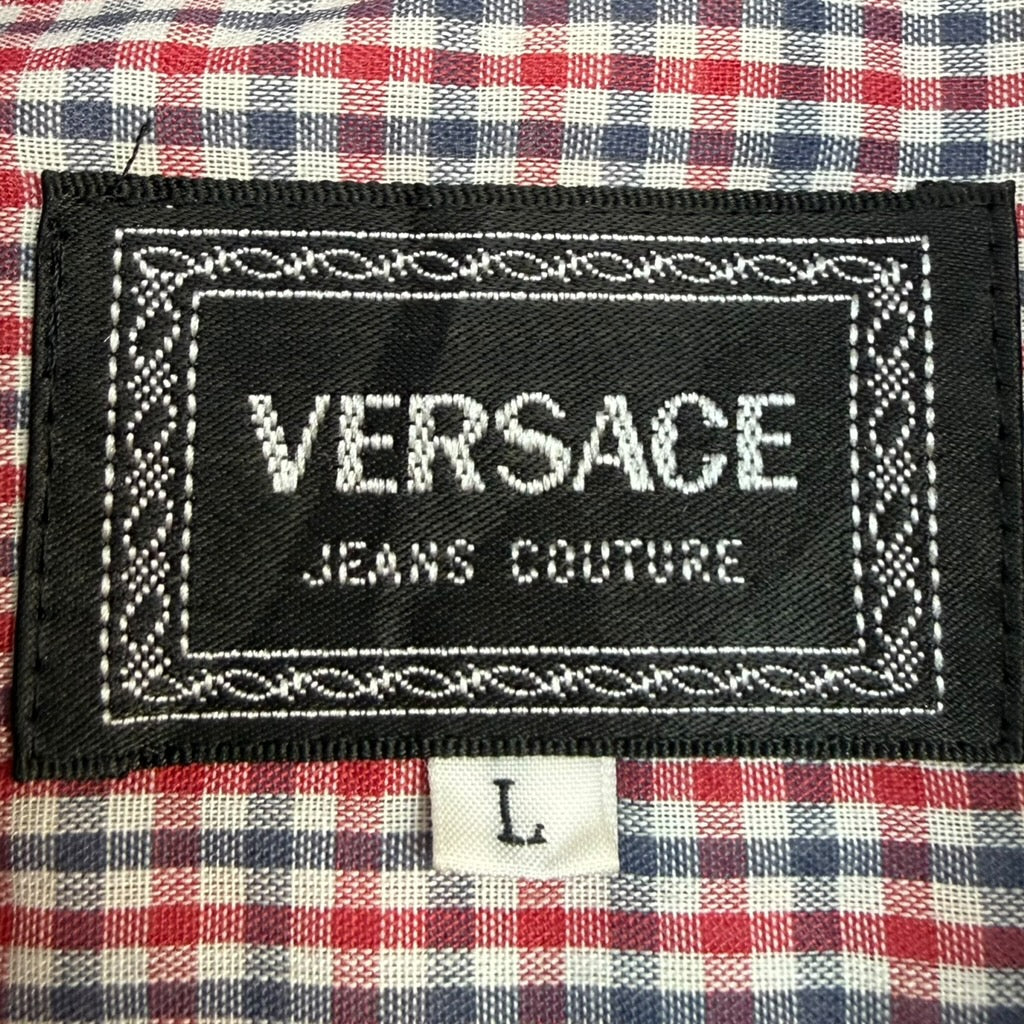 Vintage Versace Jeans Couture Checkered Button Up Shirt Red