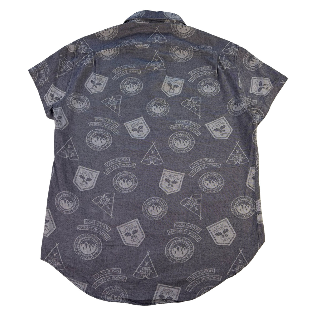 Louis Vuitton Travel Stamp Button-Down T-Shirt Denim Blue