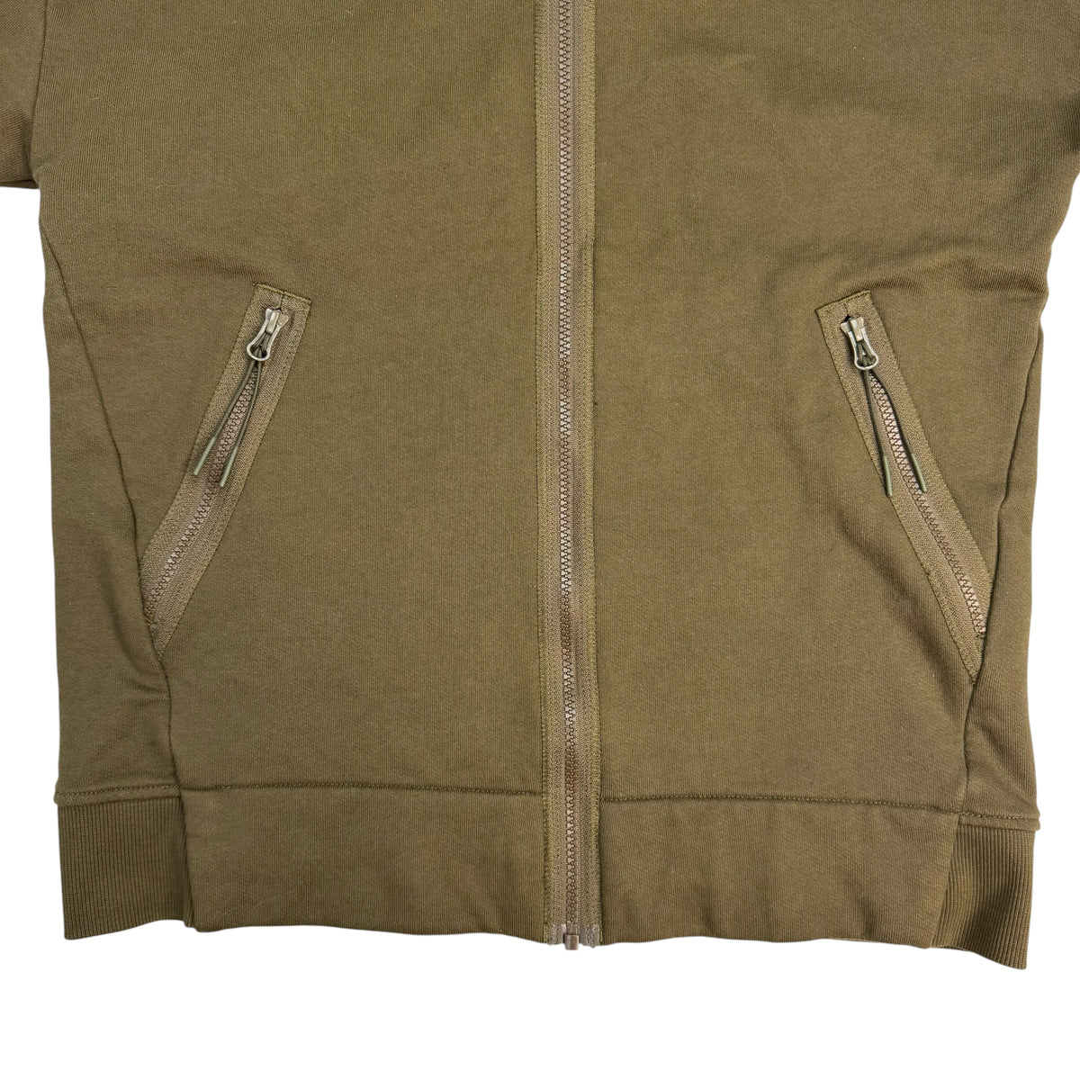 C.P. Company Diagonal Raised Fleece Zip Up Hoodie Army Green