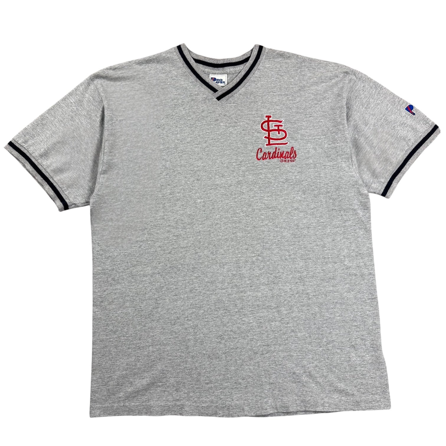 Vintage Pro Player St Louis Cardinals V Neck Tee Grey