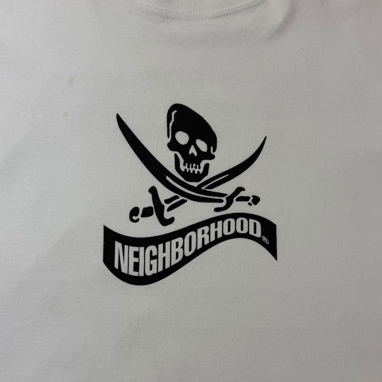 NEIGHBOURHOOD Distorted Skull Graphic L/S T-Shirt White