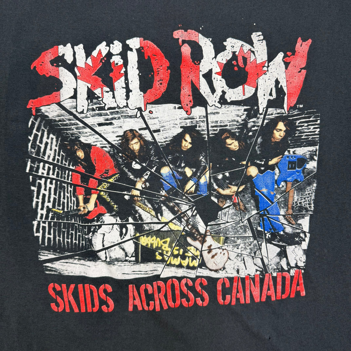 1989 Skid Row Skids Across Canada World Tour Tee Black