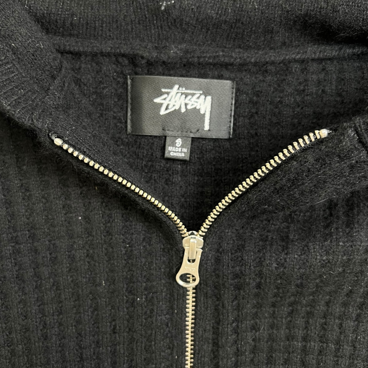 Stussy Waffle Cashmere Zip Hoodie Black