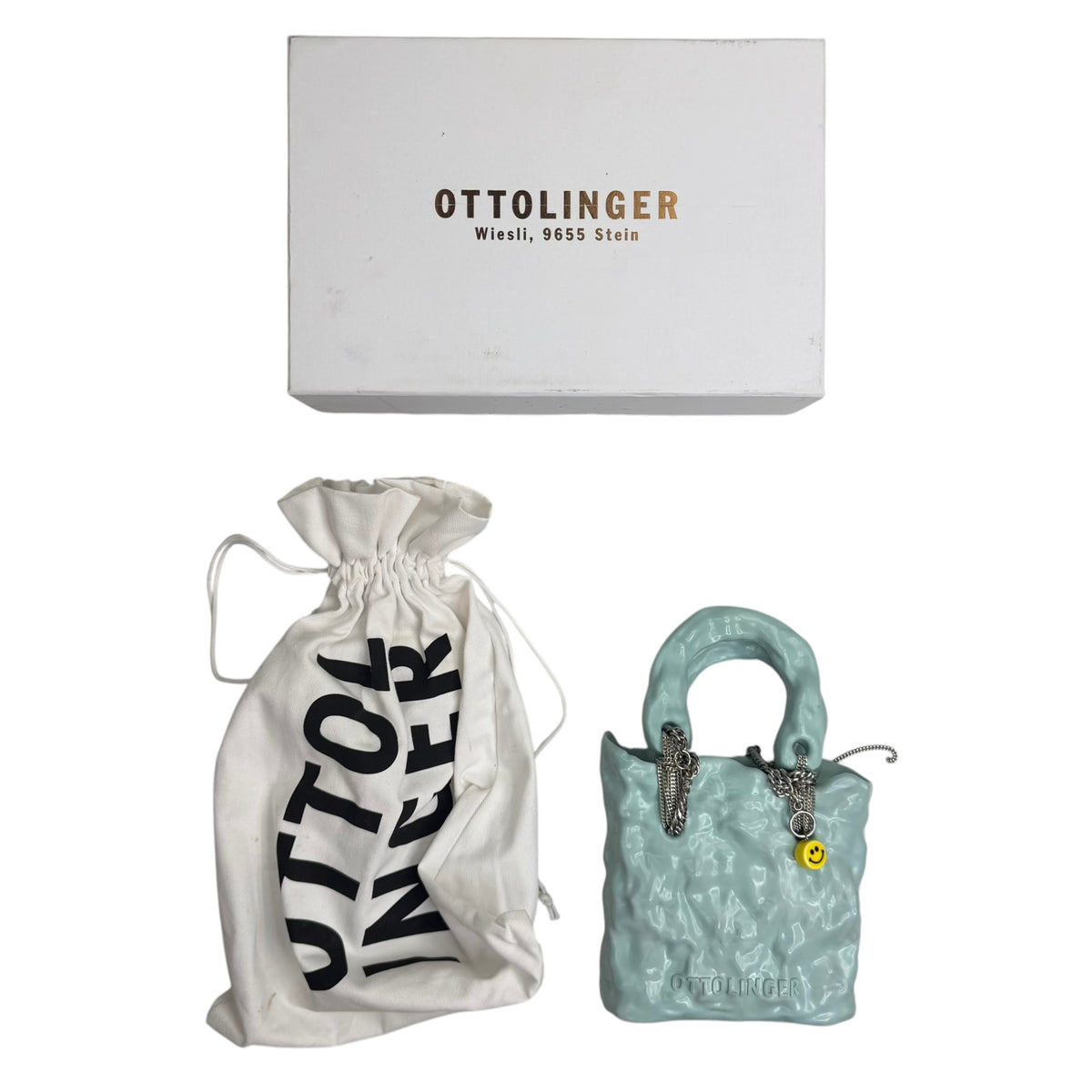 (W) Ottolinger Smiley Chain Ceramic Handbag Blue