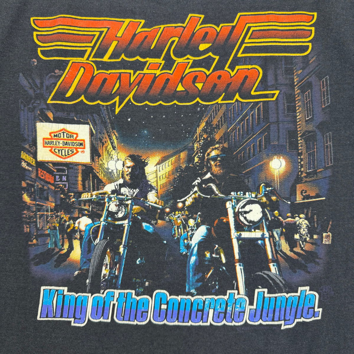 1982 Harley Davidson “King Of The Concrete Jungle” Tee Faded Black