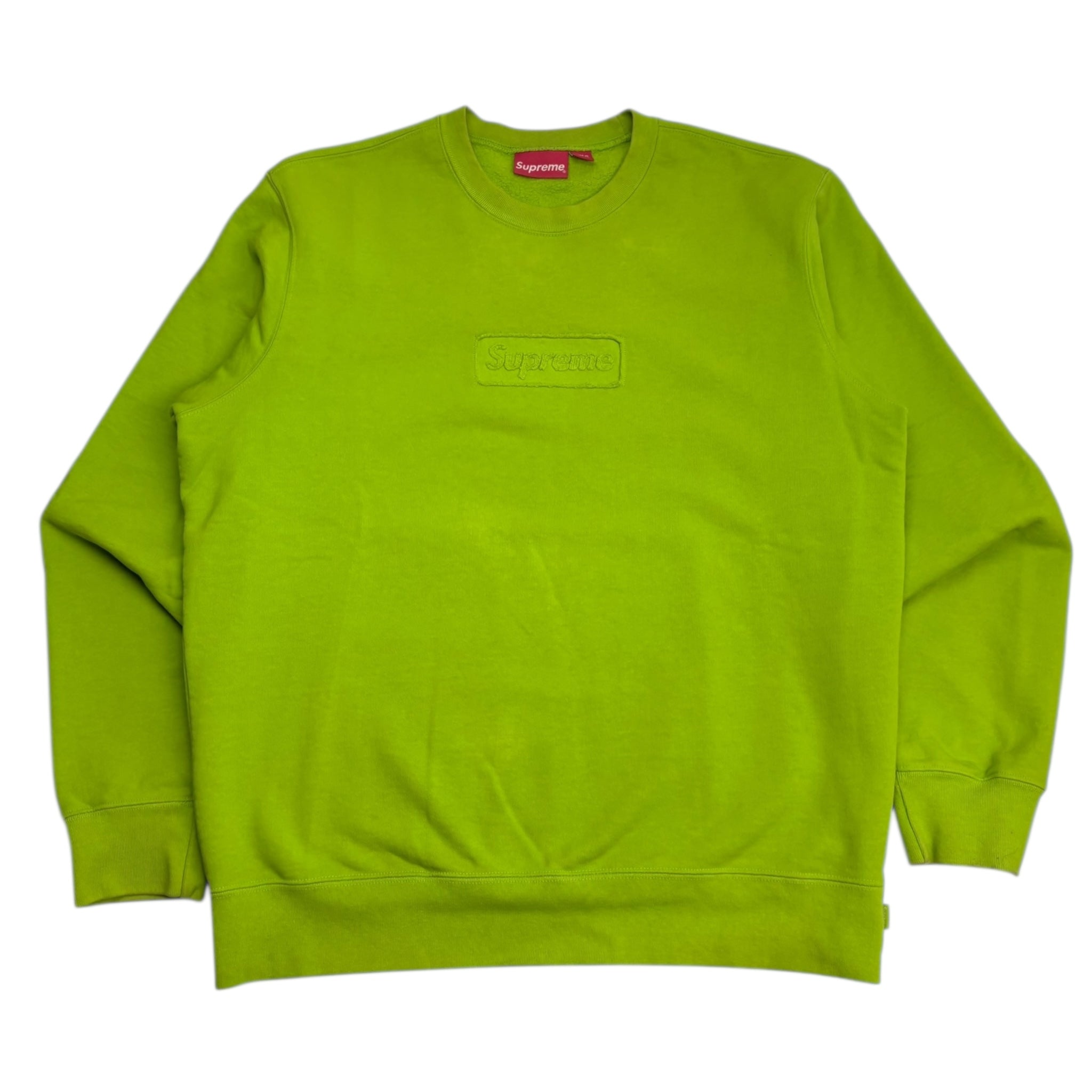 Supreme Cut Out Box Logo Crewneck Acid Green