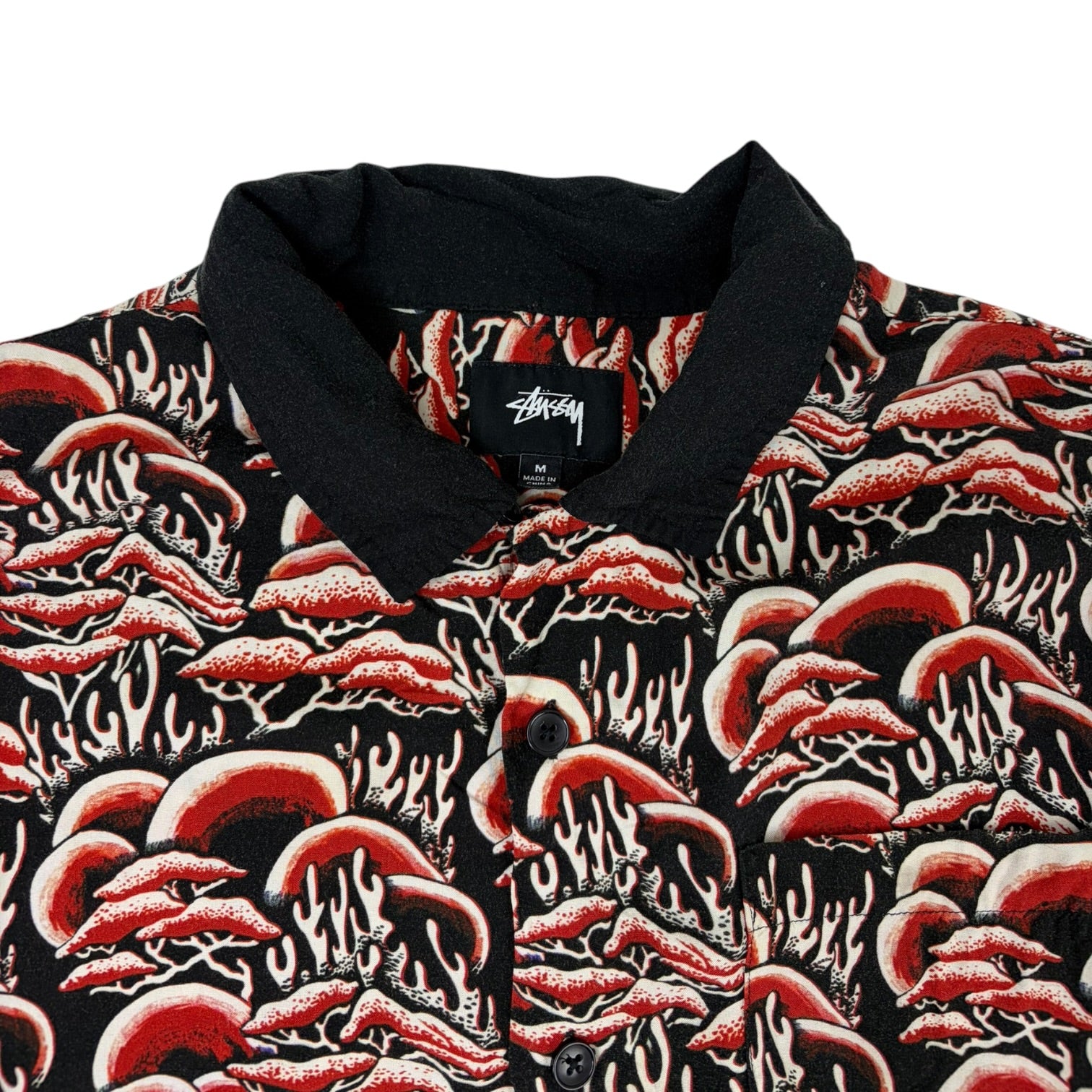 Stussy Short Sleeve Button Up Mushrooms T-Shirt