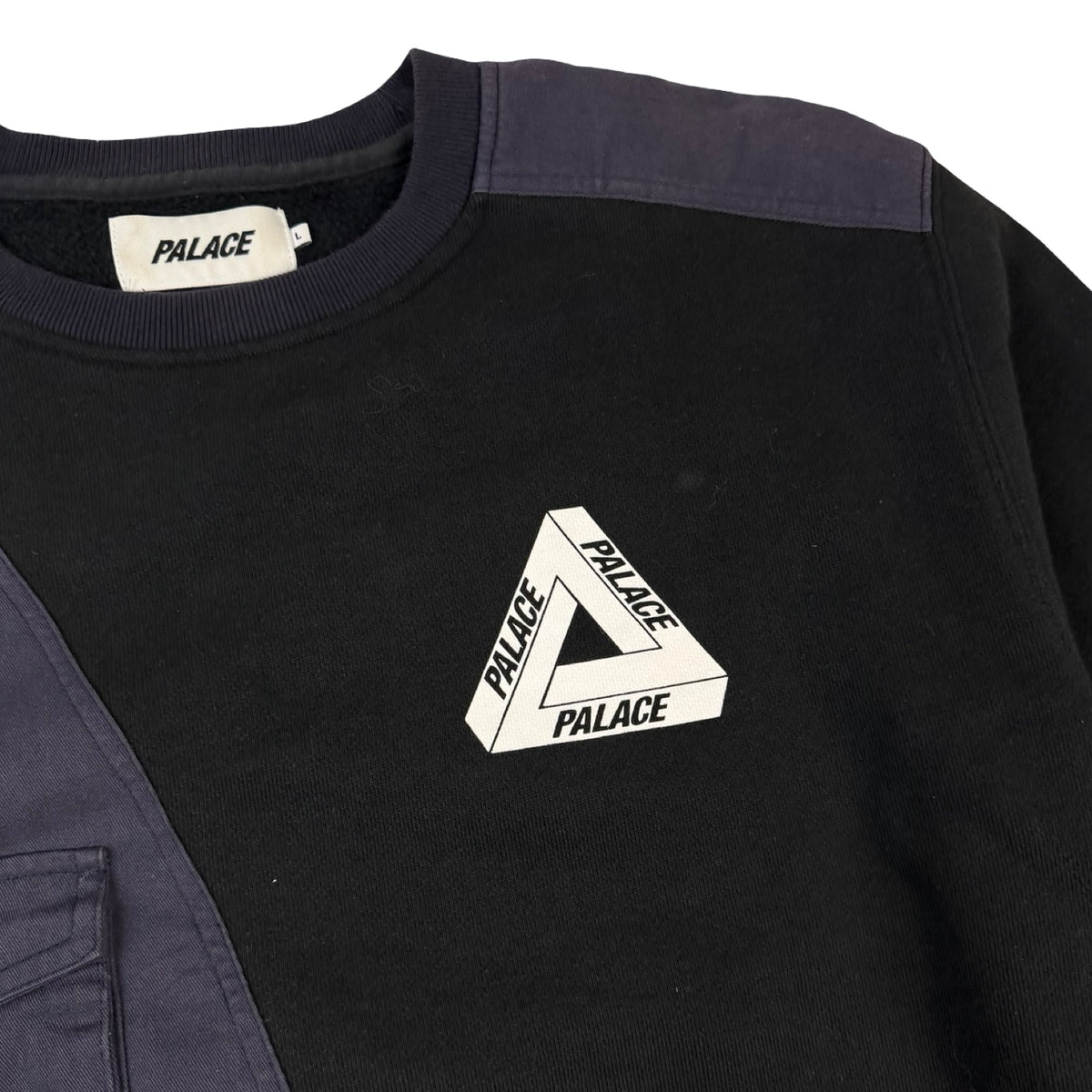 AW18 Palace Patchwork Crewneck Sweater Black/Navy