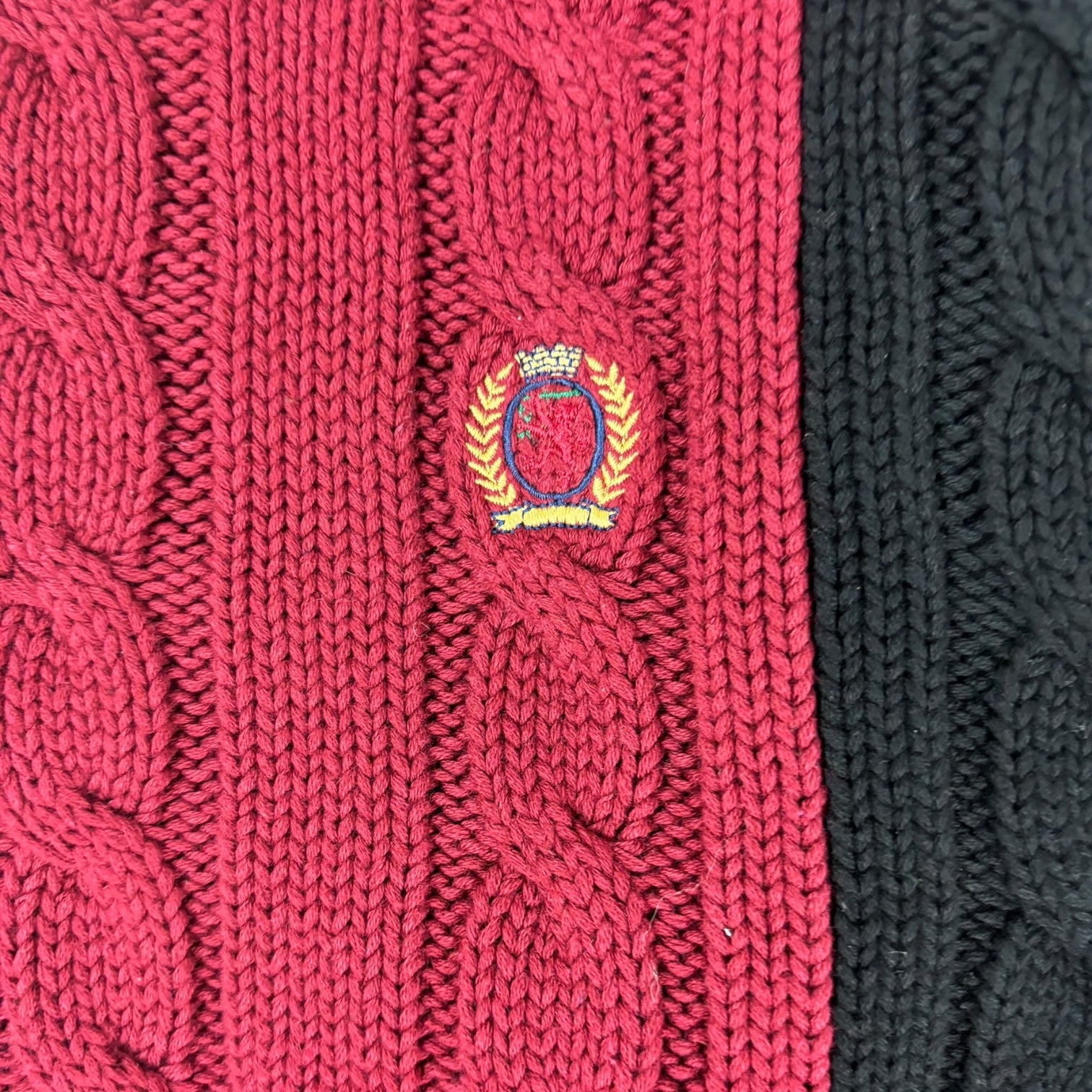 Vintage Tommy Hilfiger Colour-Block Cable Knit Sweater