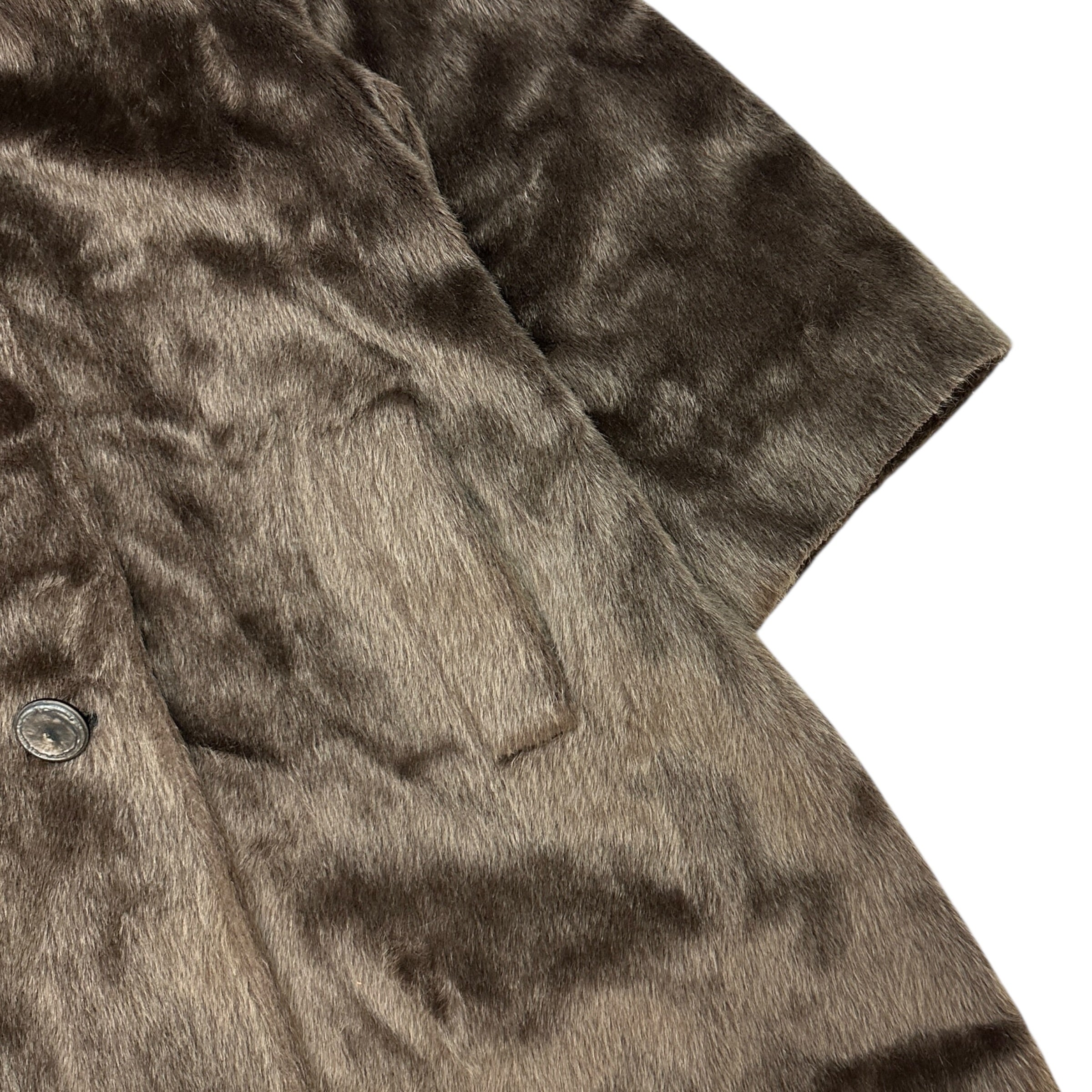 (W) Faux Fur Collared Teddy Coat Brown