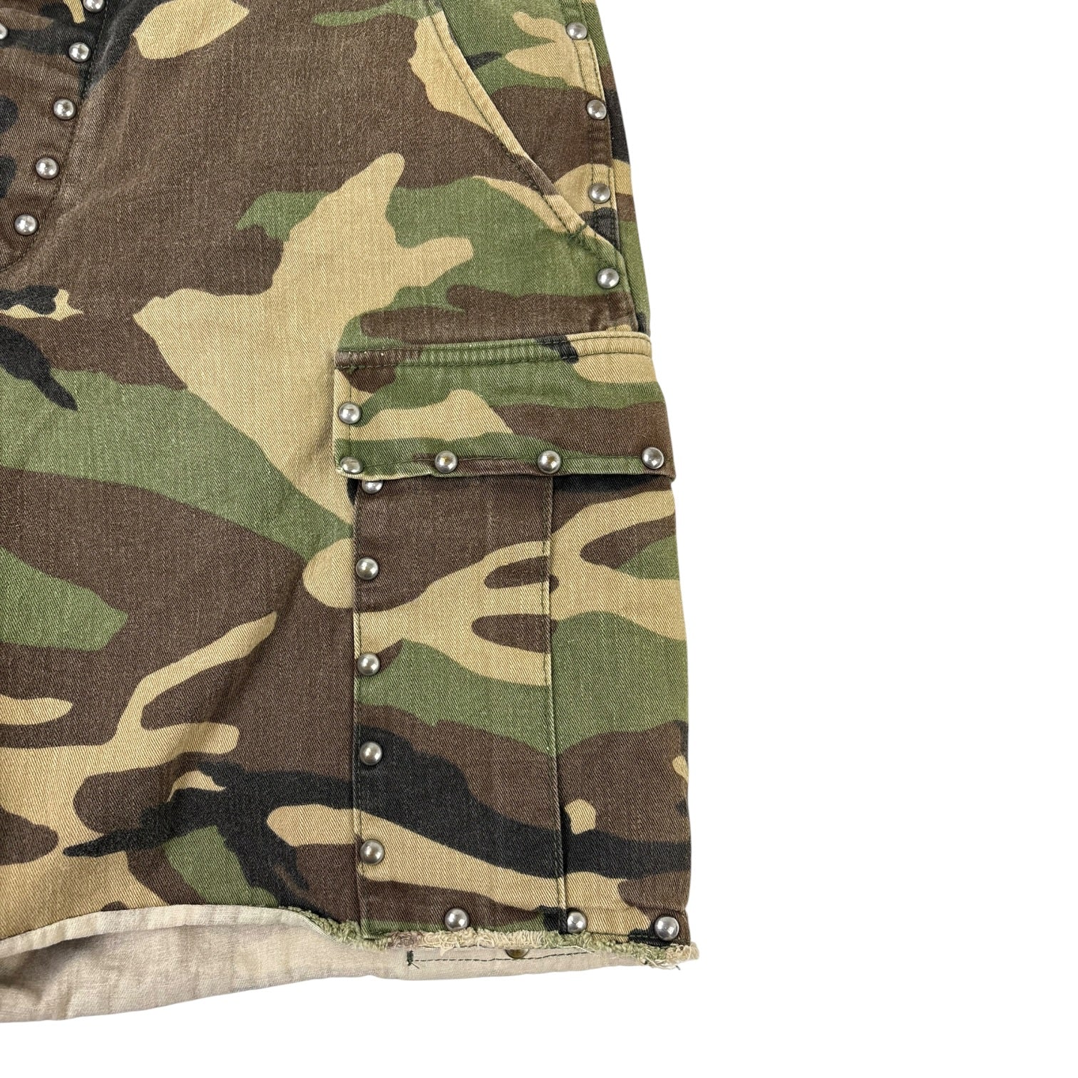 Saint Laurent Studded Workwear Shorts Camo