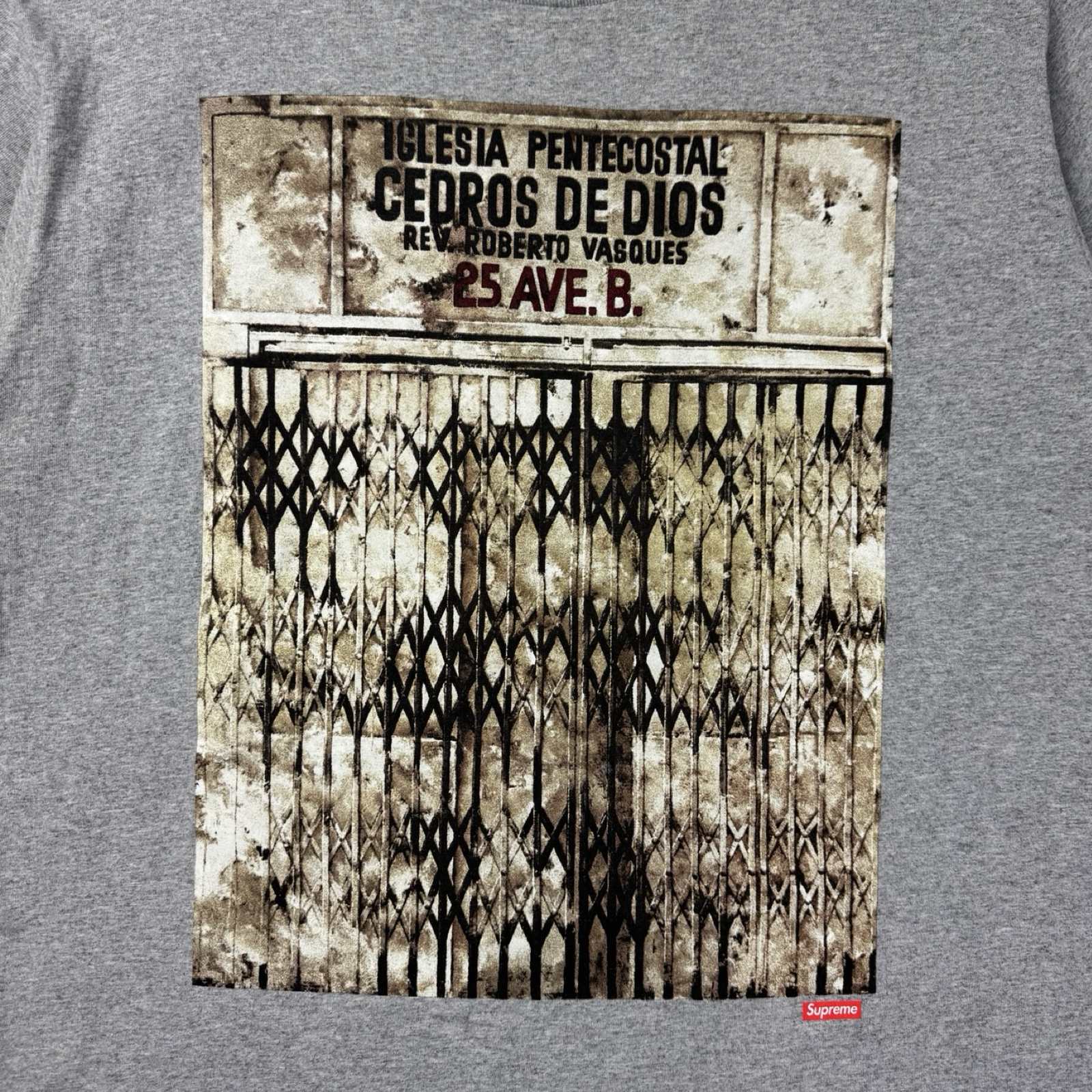 Supreme Martin Wong Iglesia Pentecostal Tee Heather Grey