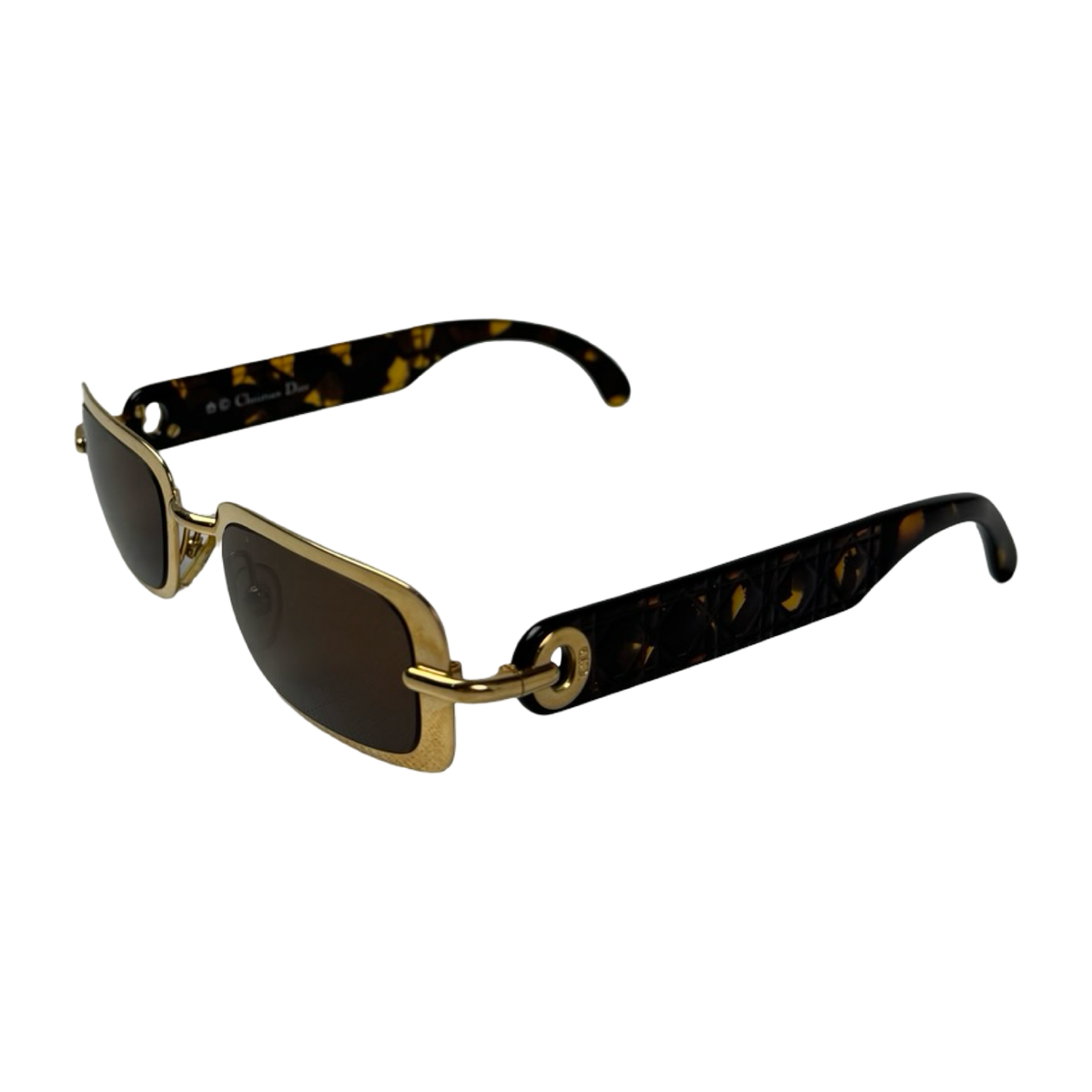 Vintage Christian Dior Eva Quilted Gold Plate Frame 42V Sunglasses