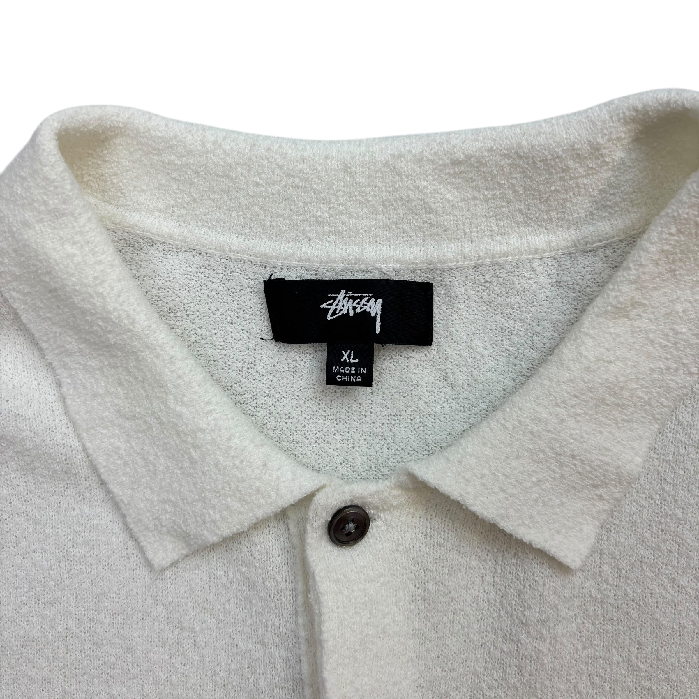 Stussy Textured Short-Sleeve Polo Sweater “Bone”