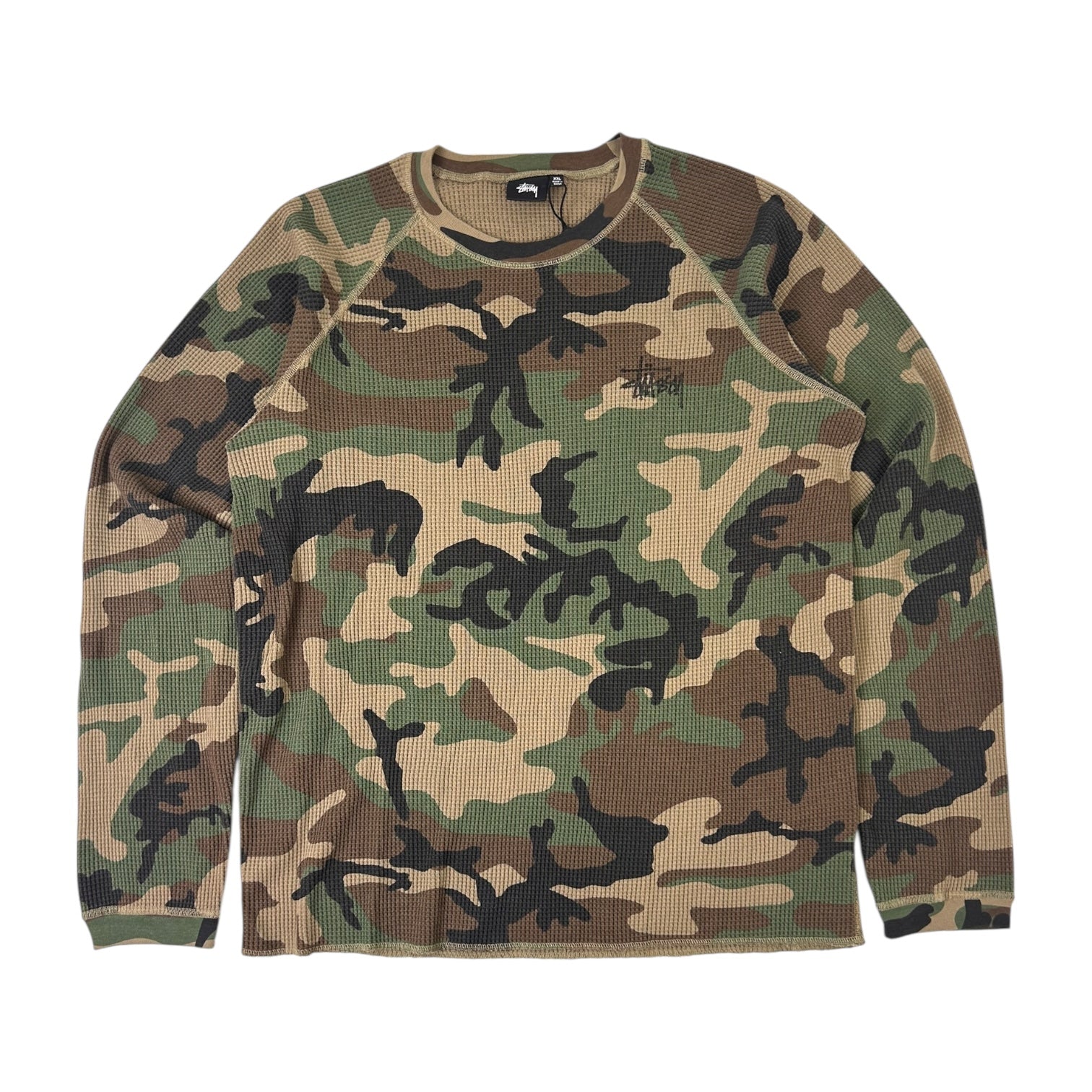 Stussy Raglan Thermal Long Sleeve Shirt Woodland Camo