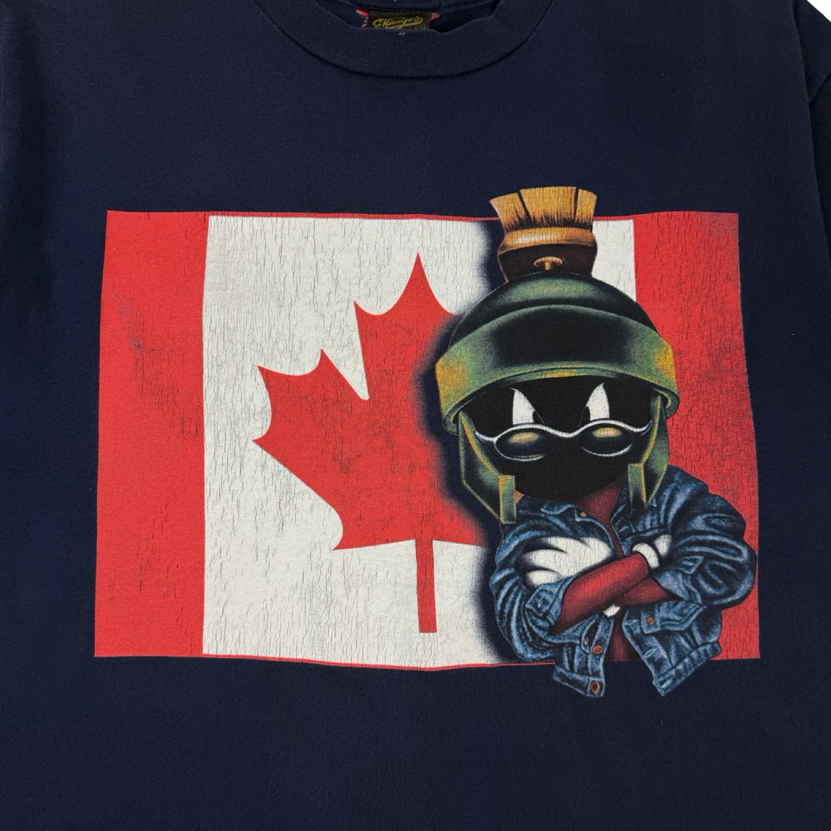 Vintage Marvin the Martian the Biker Canadian Flag T-Shirt Navy