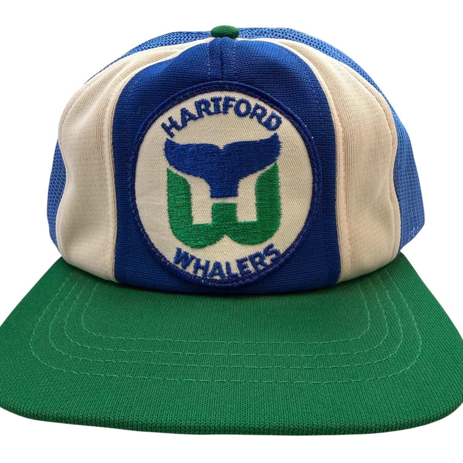 Vintage Hartford Whalers Mesh Trucker Hat Blue/Green/White