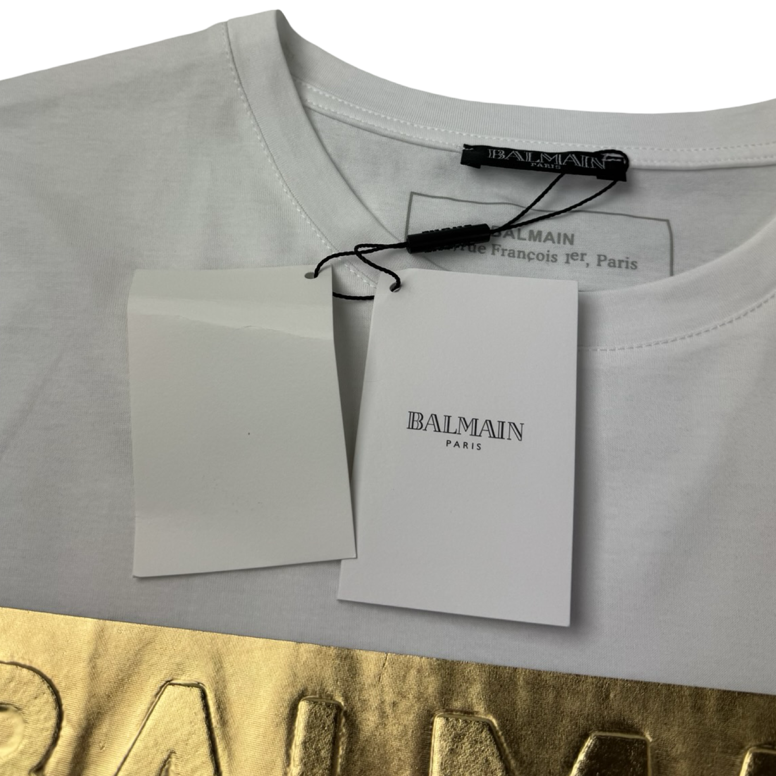 Balmain Paris Logo T-Shirt White/Gold