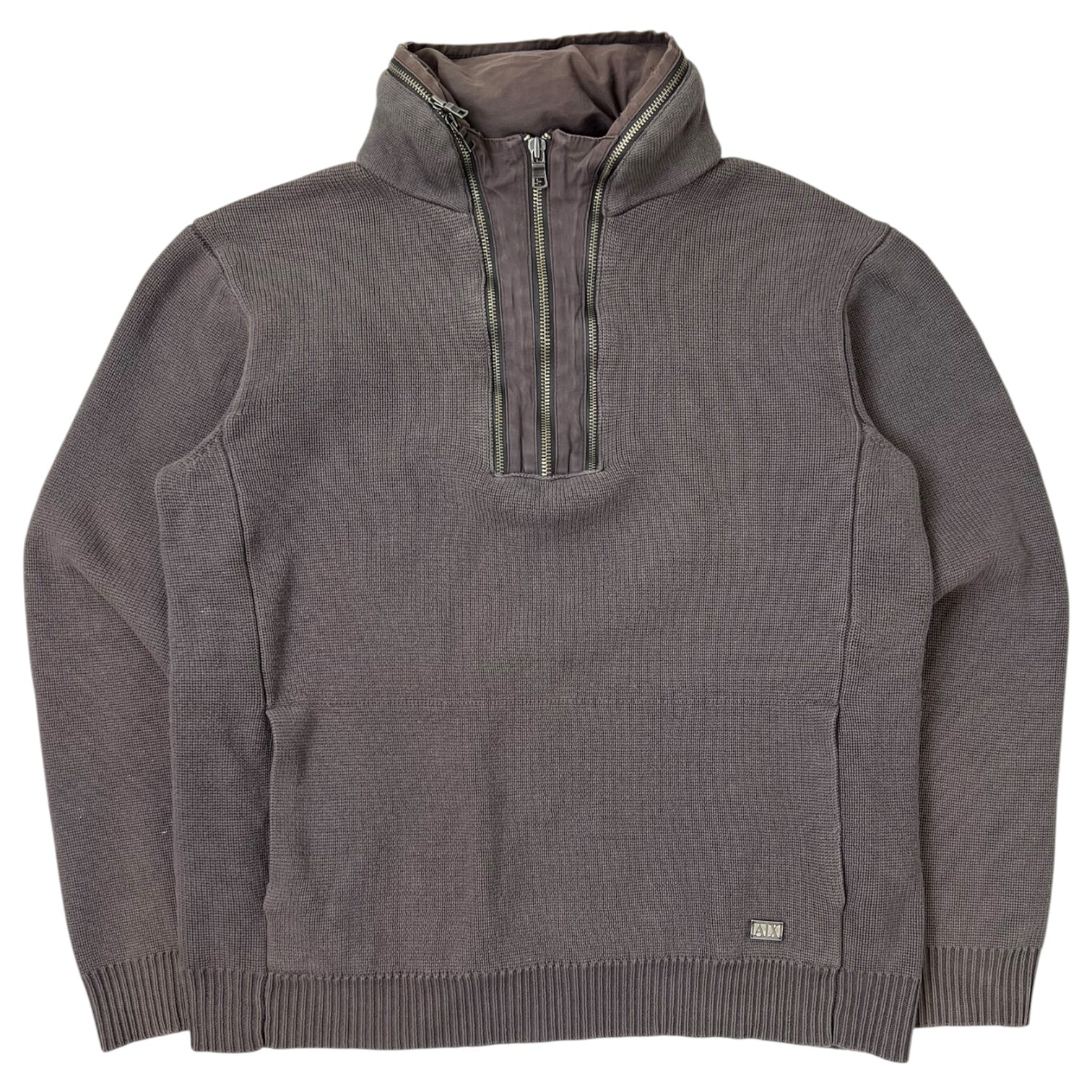 Armani Exchange Quarter Zip Hoodie Brown