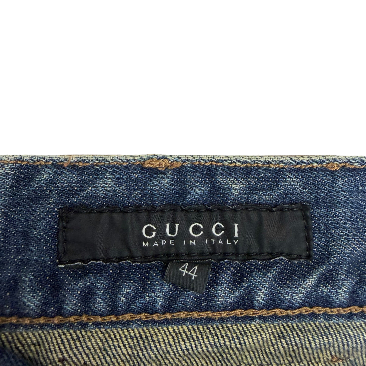 Vintage Gucci Embroidered Crest Jeans Faded Blue
