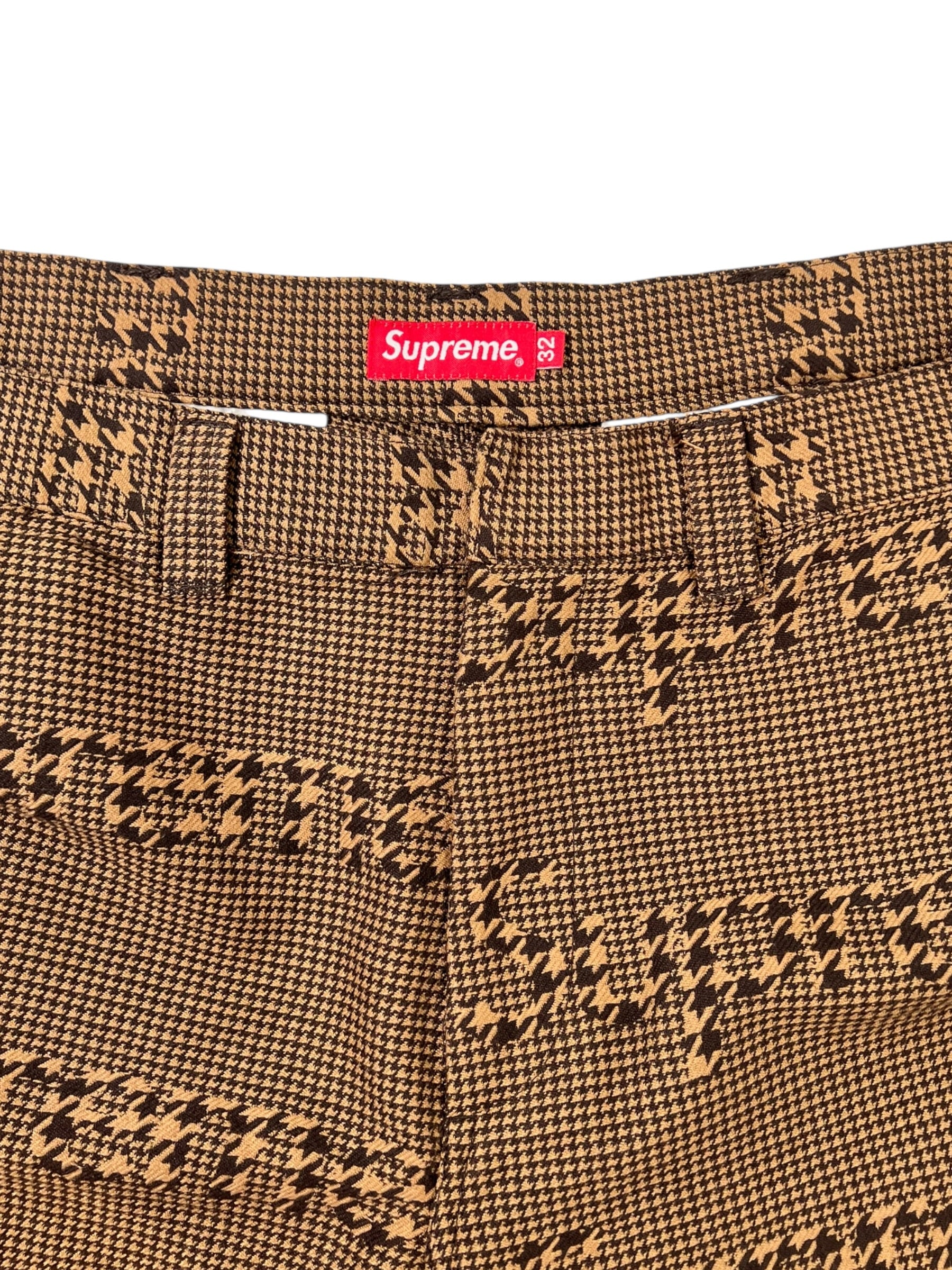Supreme Work Pants Houndstooth Pattern Brown