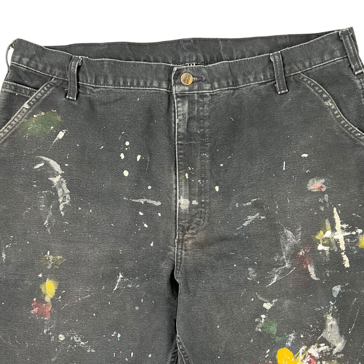 Vintage Carhartt Paint Splatter Workwear Distressed Black