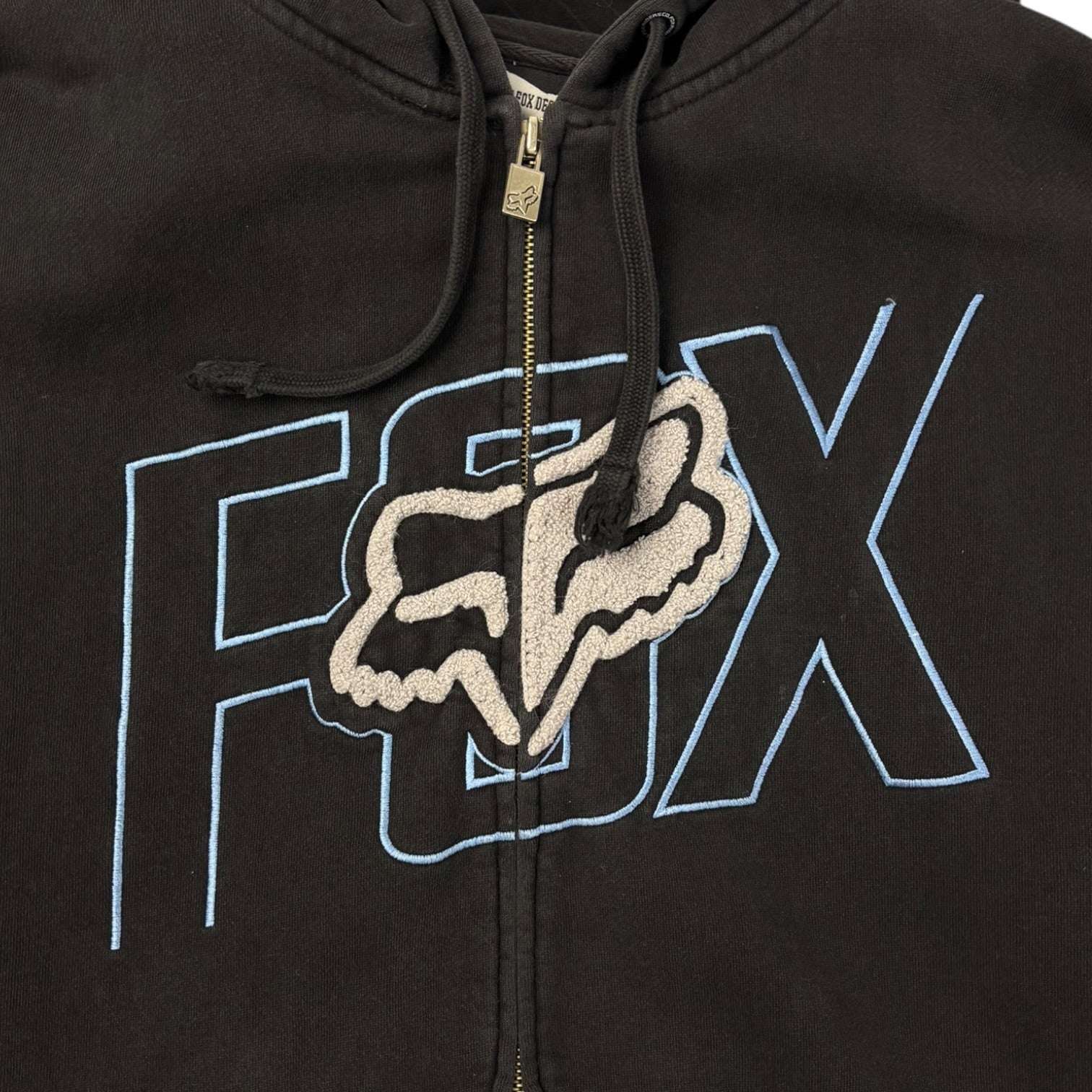 Y2K Fox Racing Embroidered Zip Up Hoodie