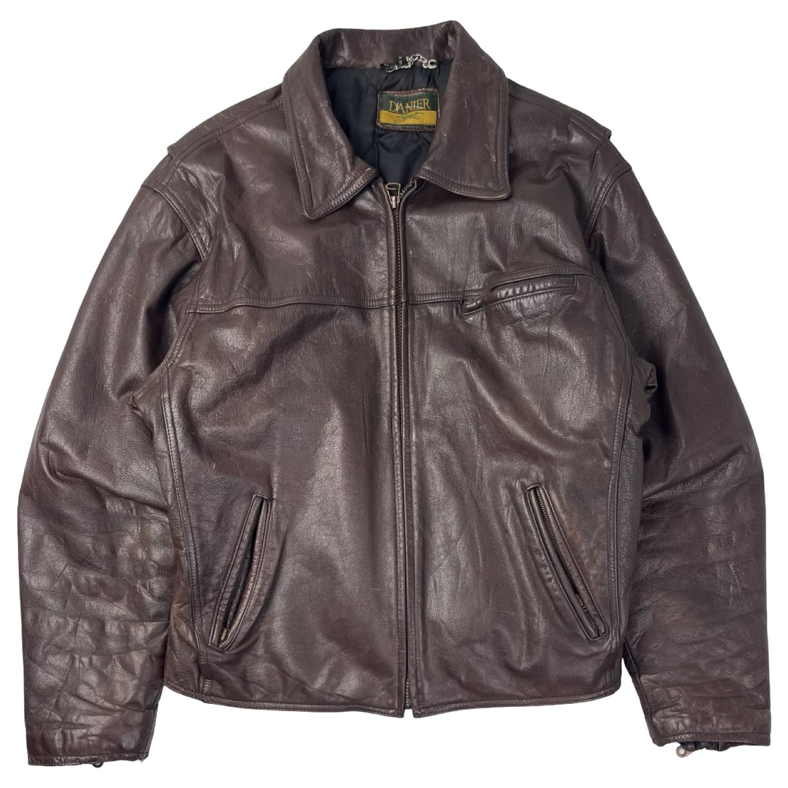 Vintage Danier Sport Leather Jacket Aged Brown
