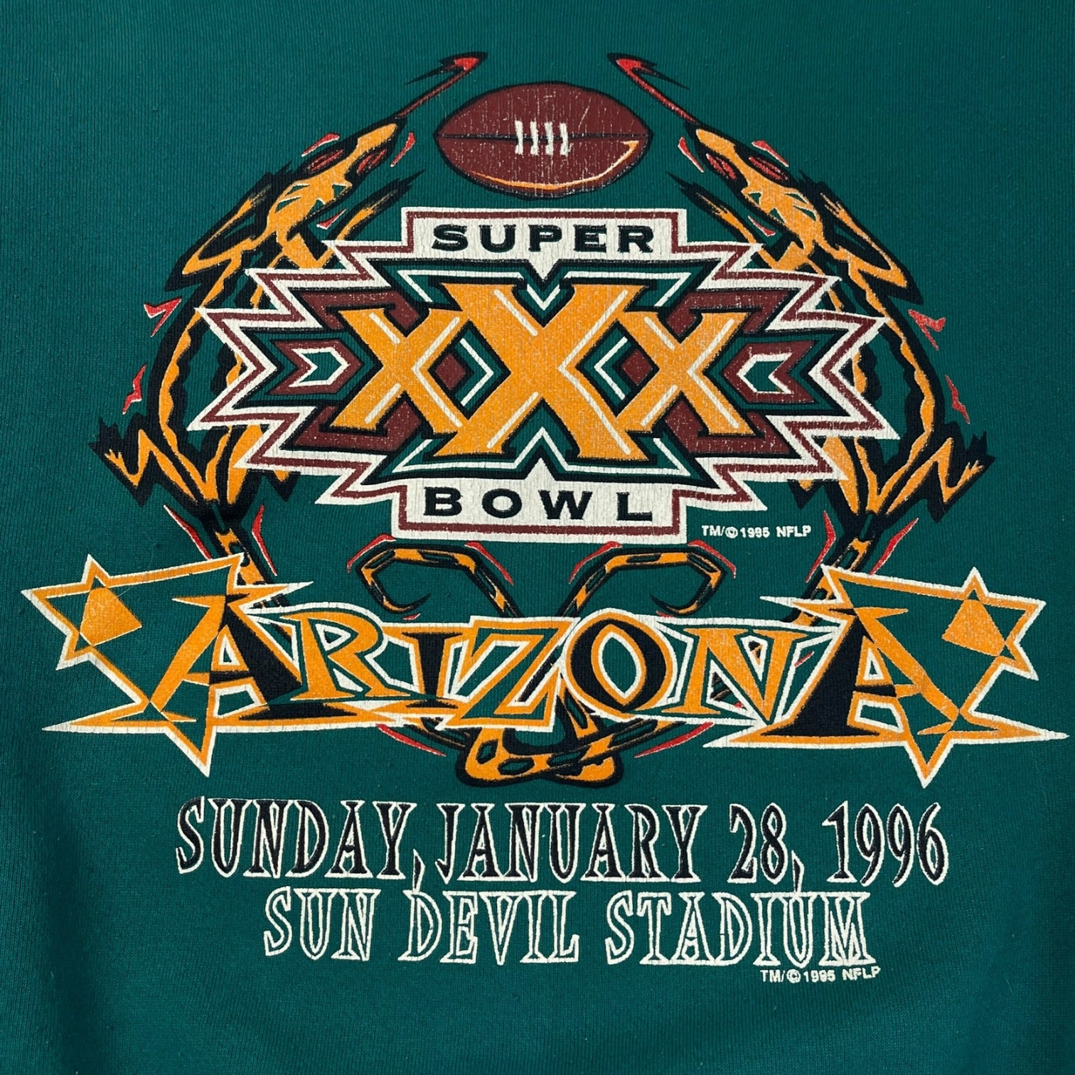 1995 Superbowl 30 Arizona Sun Devil Stadium Crewneck Sweatshirt Green