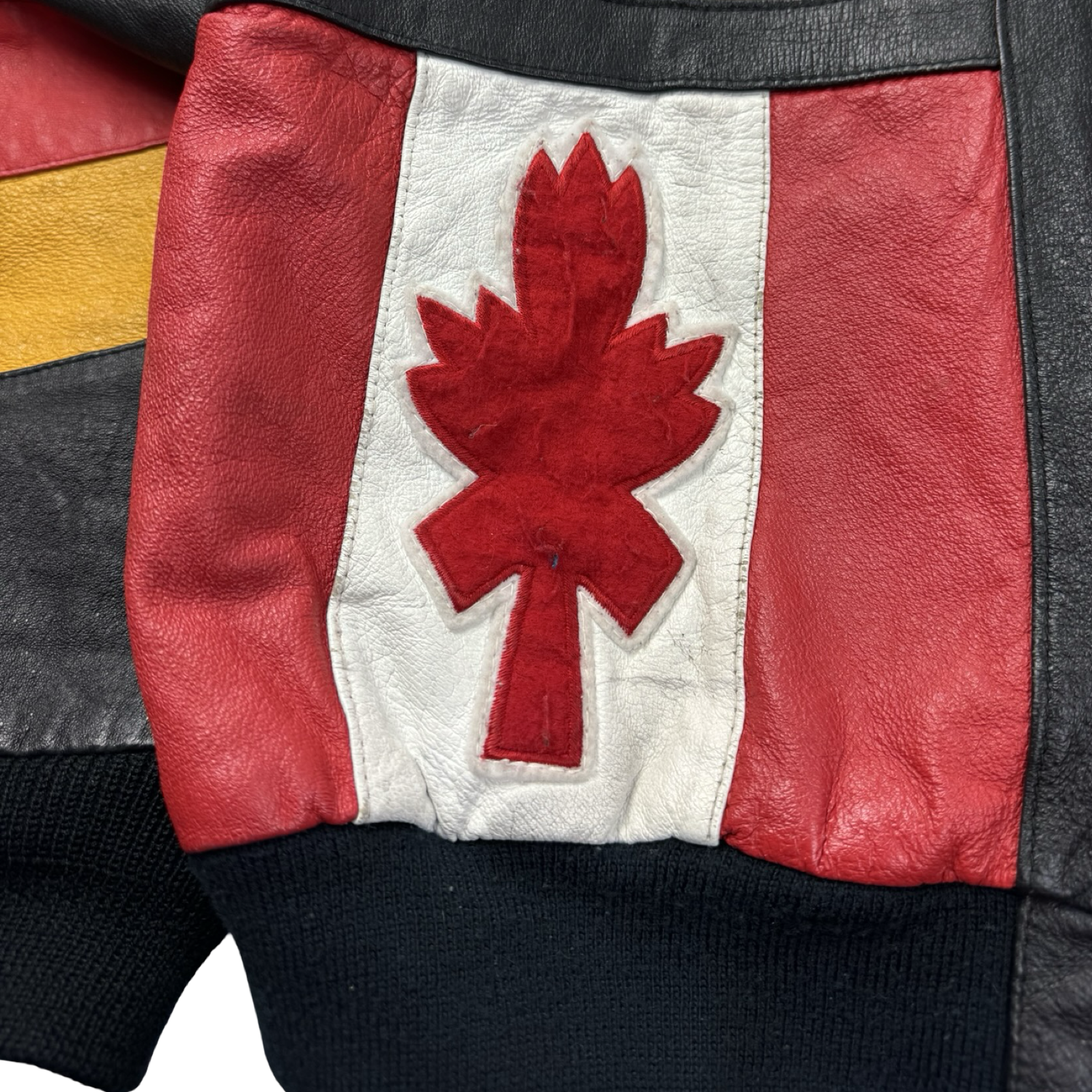 Vintage 80s Phase 2 Flags of the World Leather Jacket