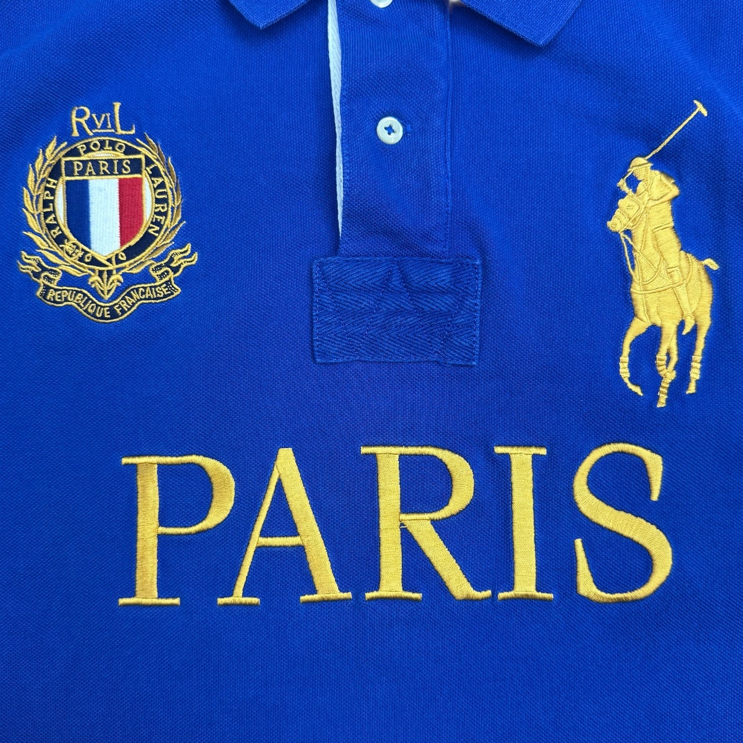 Vintage Polo Ralph Lauren Paris Polo Button Up Shirt Blue