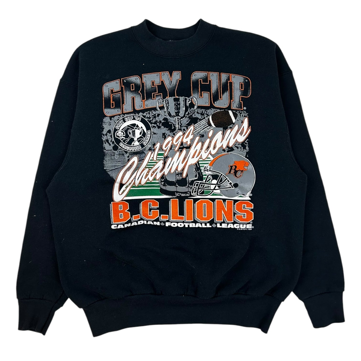 1994 Grey Cup Champs BC Lions Crewneck Black