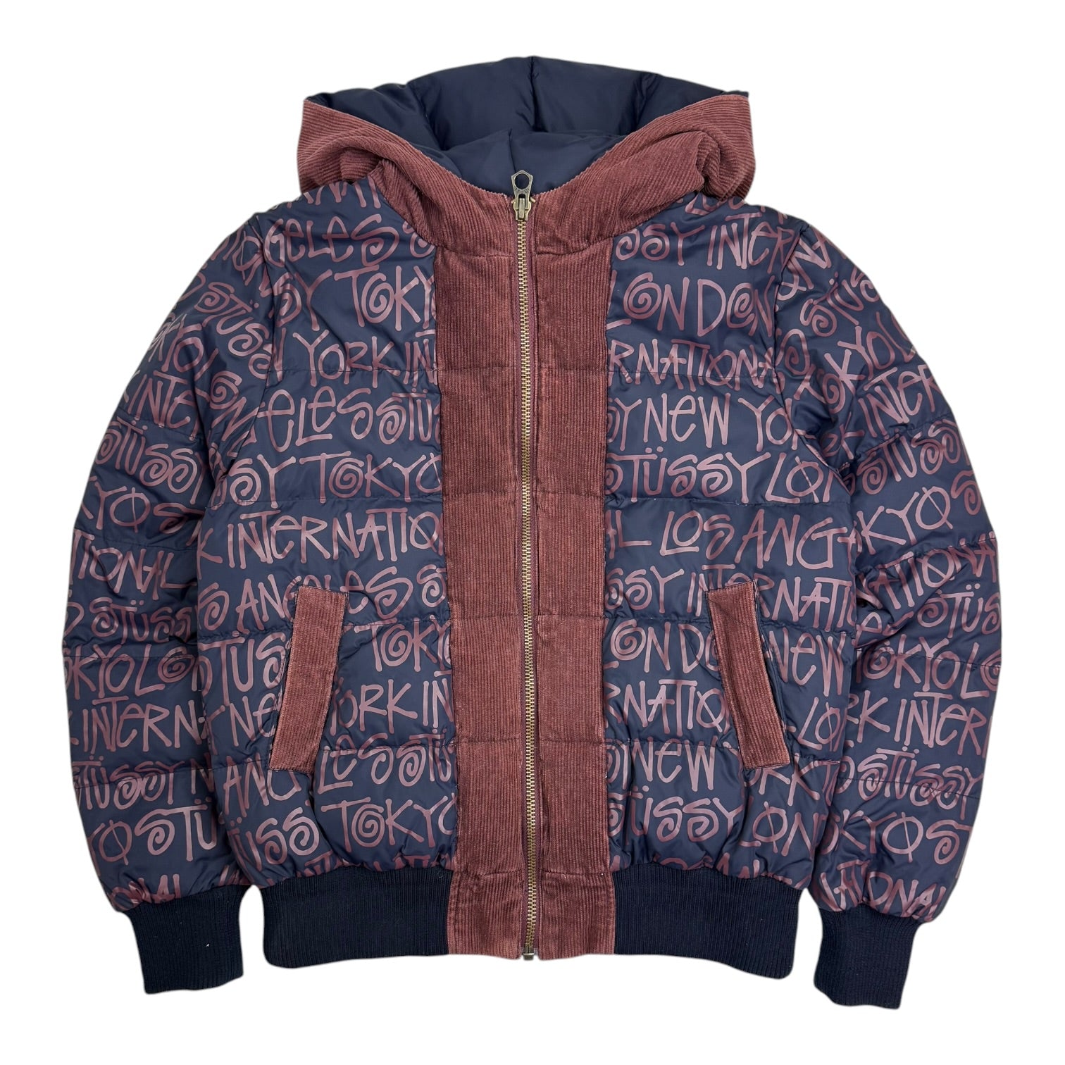 Stussy World Tour Puffer Jacket Blue