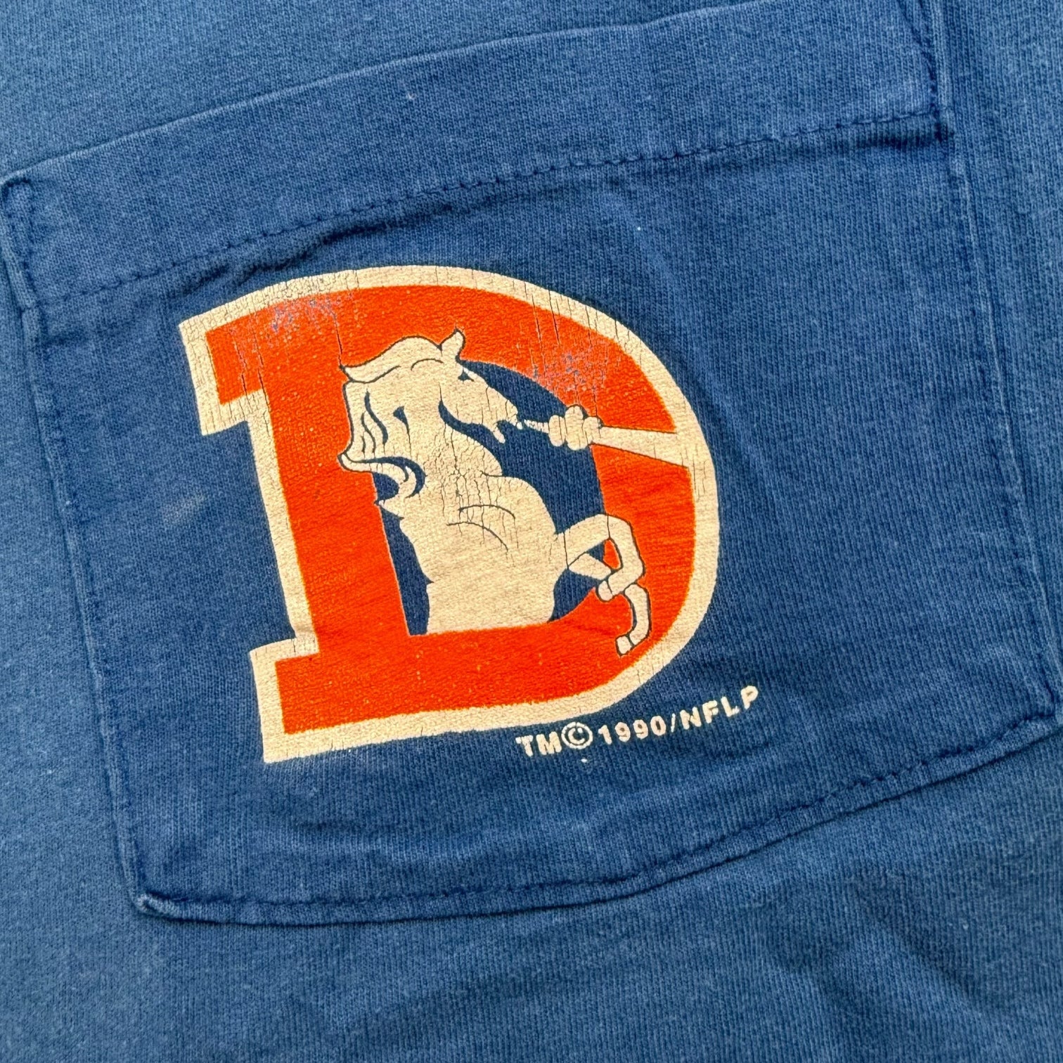 1990 Logo-7 Denver Broncos Tee Blue