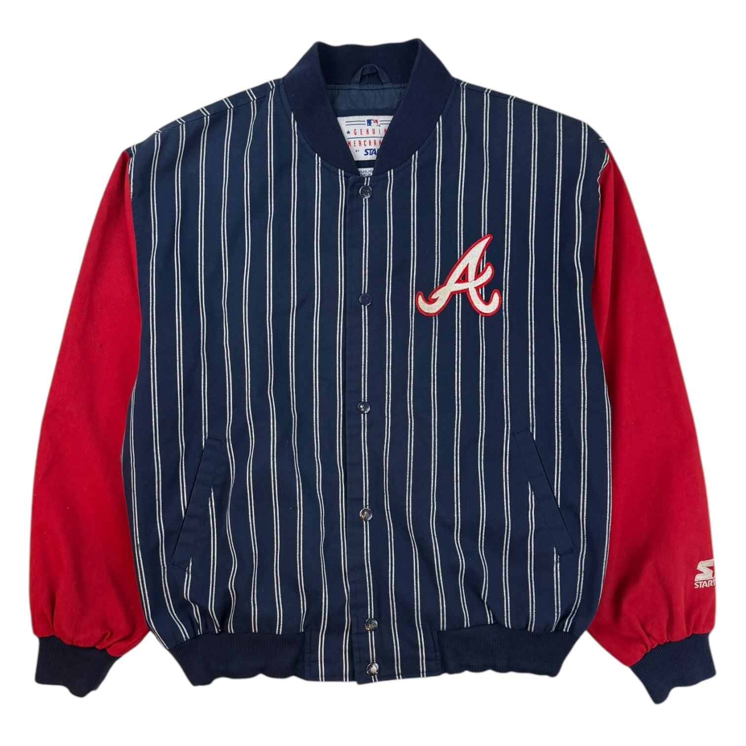 Vintage Atlanta Braves Starter Pinstripe Jacket Navy/Red