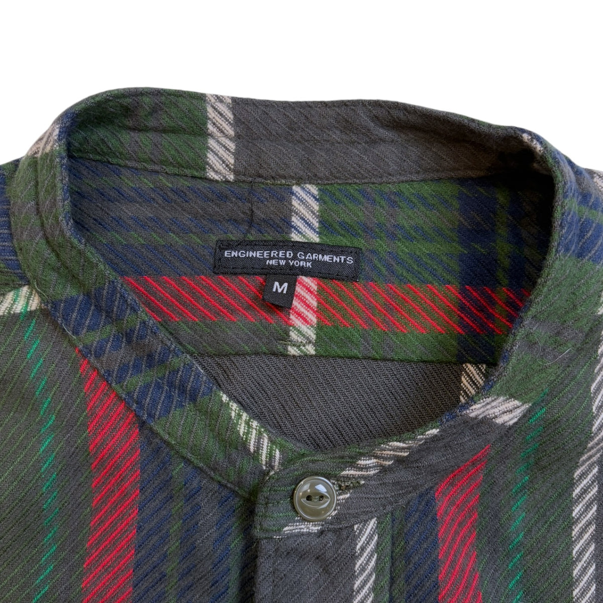 Engineered Garments Cotton Heavy Twill North Western Button-Up Olive Plaid