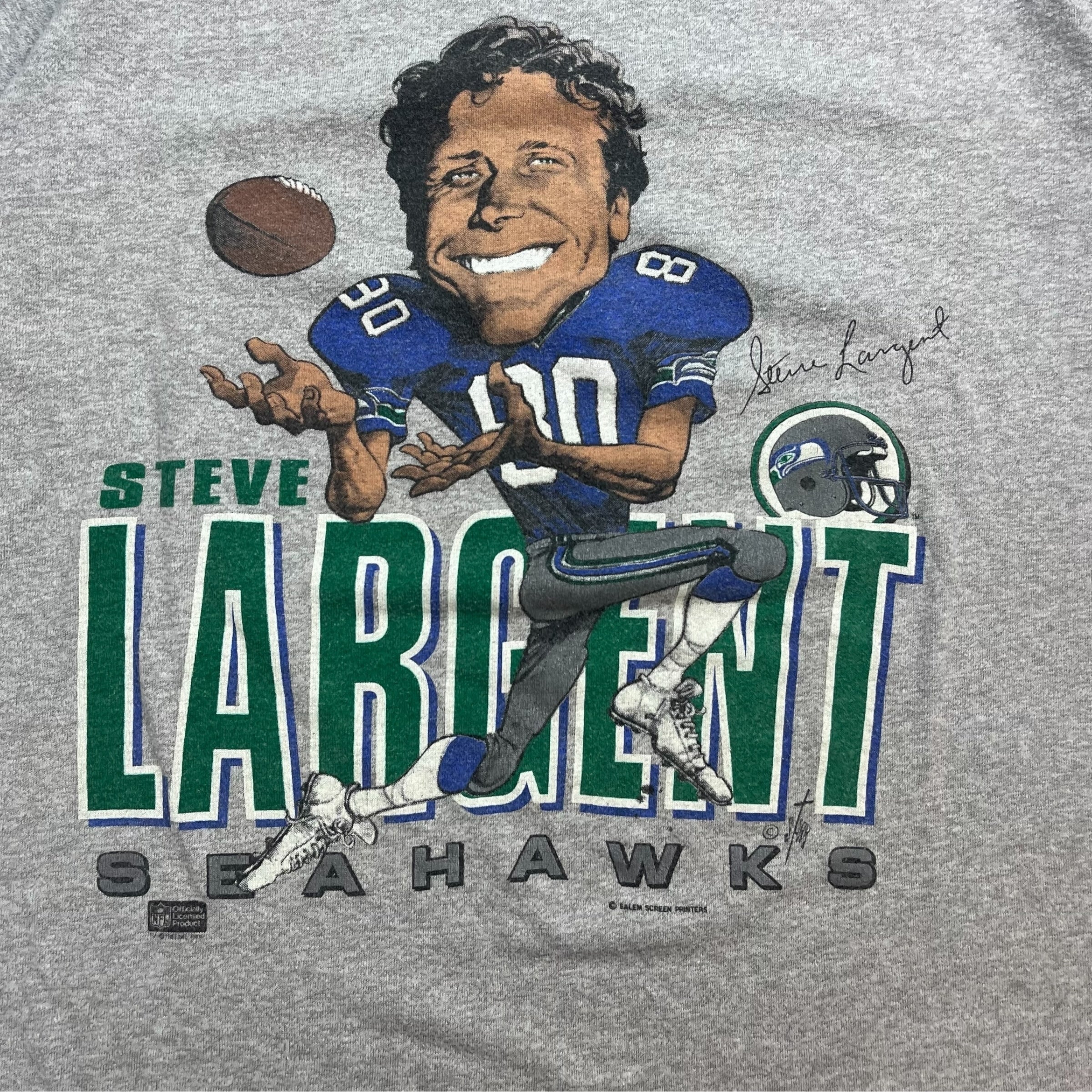 Vintage Seattle Seahawks Steve Largent Tee Grey