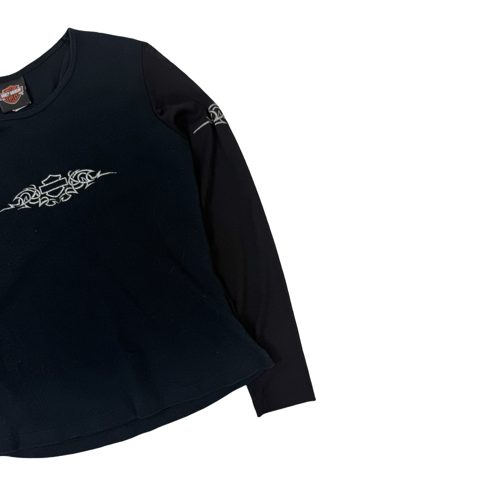 (W) Vintage Harley Davidson Tribal Long Sleeve Shirt Black