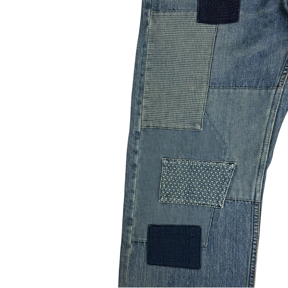 FDMTL Japan Patchwork Sashiko Denim Jean Blue