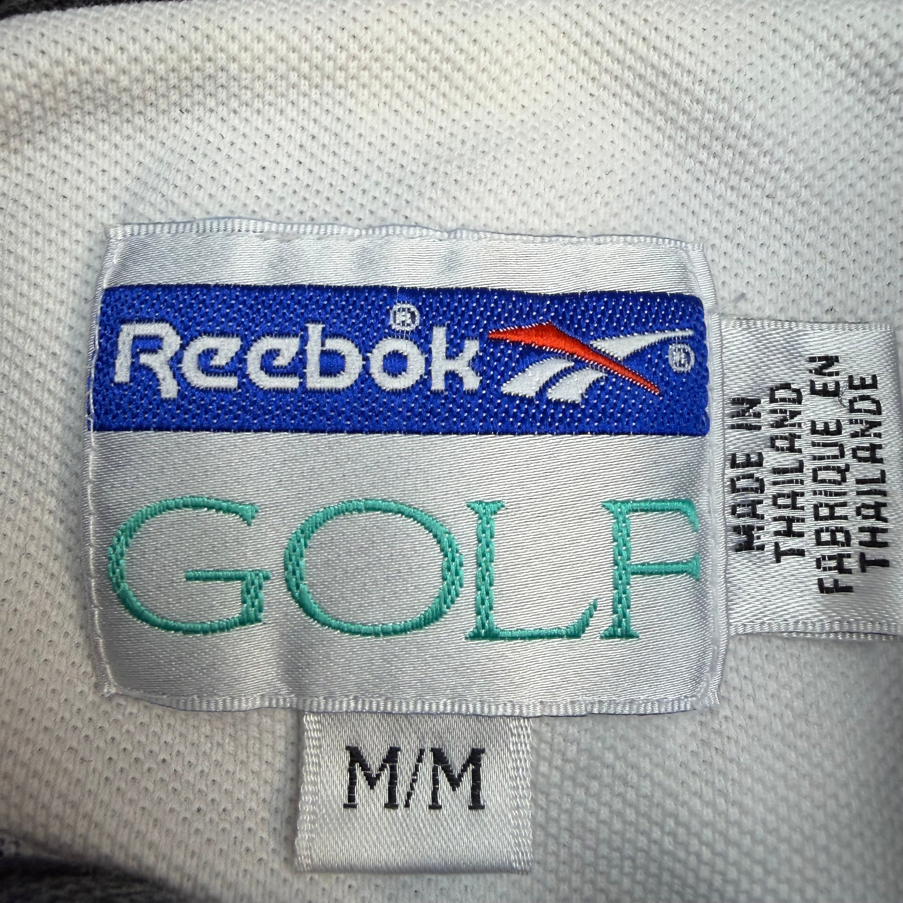 Vintage Reebok Golf Pattern Polo Shirt White/Blue