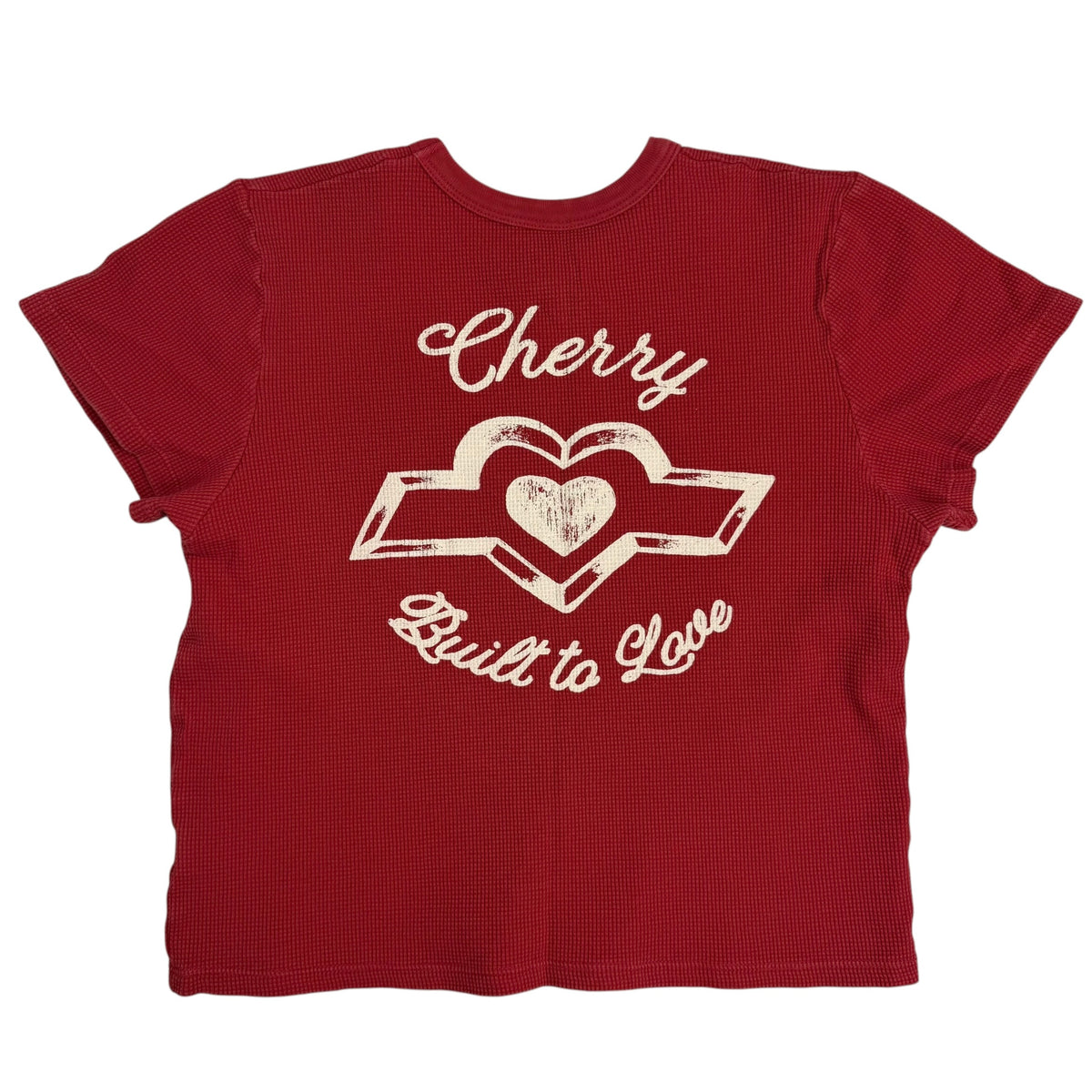 (W) Cherry LA Built To Love Waffle Knit Baby Tee Red