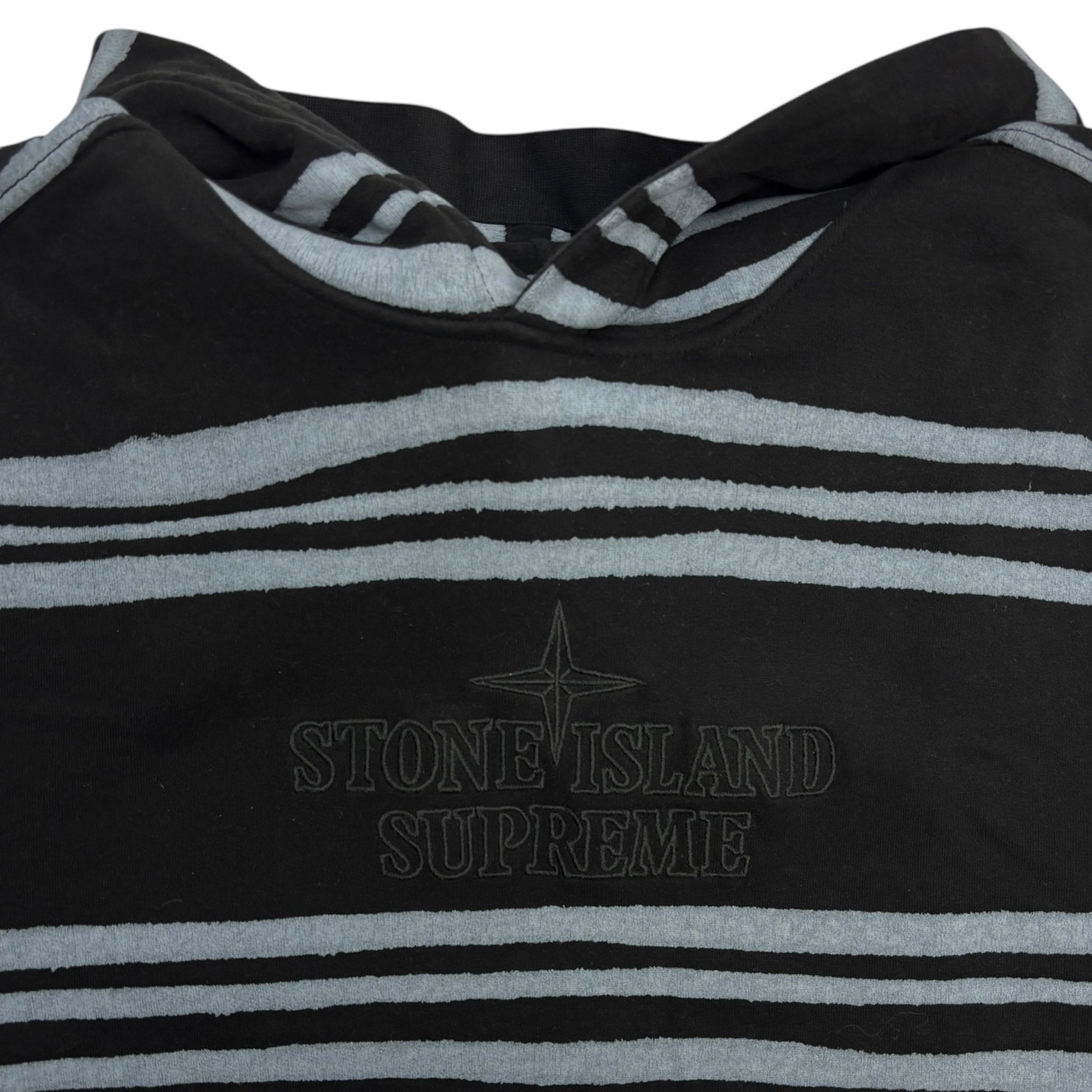 Supreme Stone Island Warp Stripe Hooded Sweatshirt Black