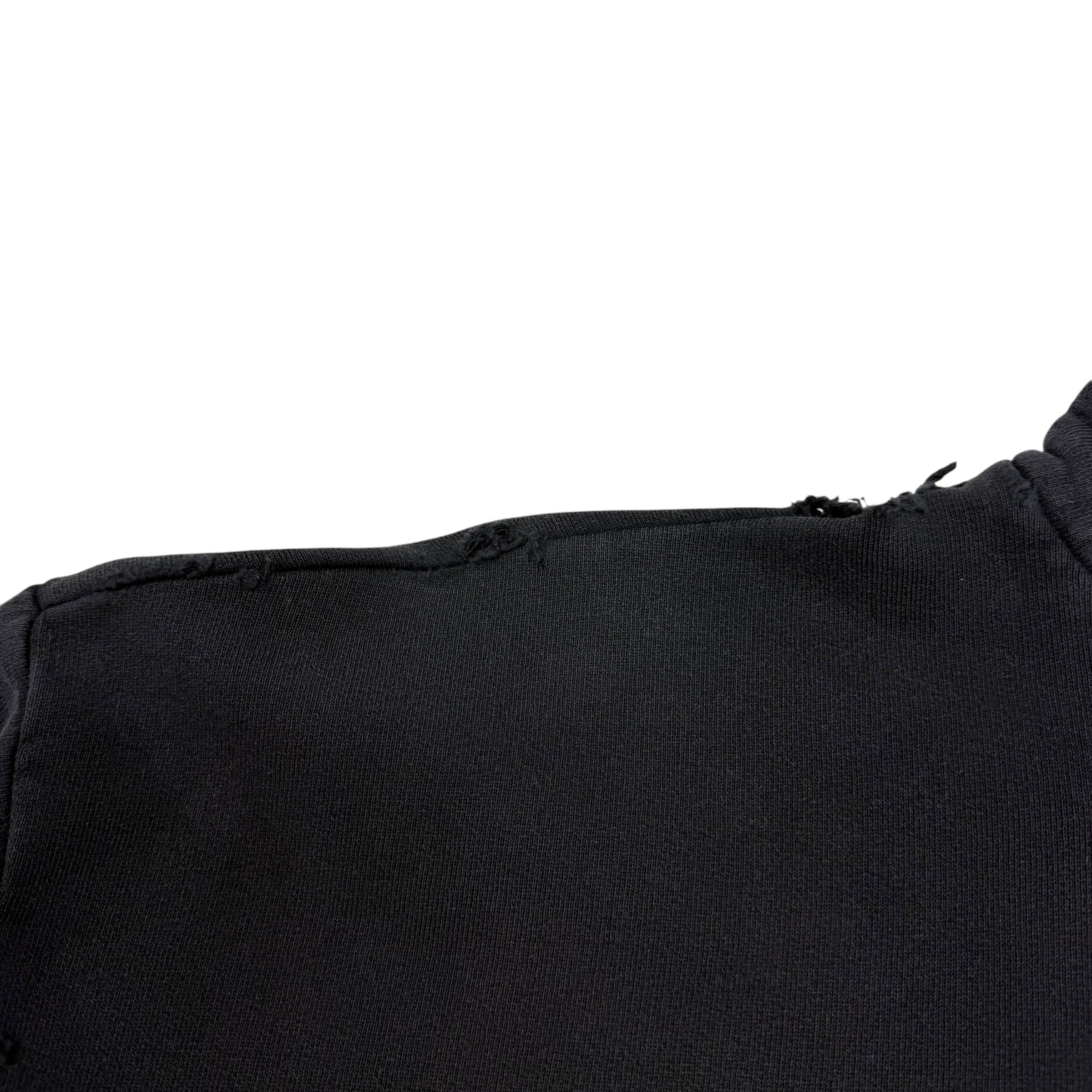 Balenciaga Tape Logo Oversized Distressed Quarter Zip Black