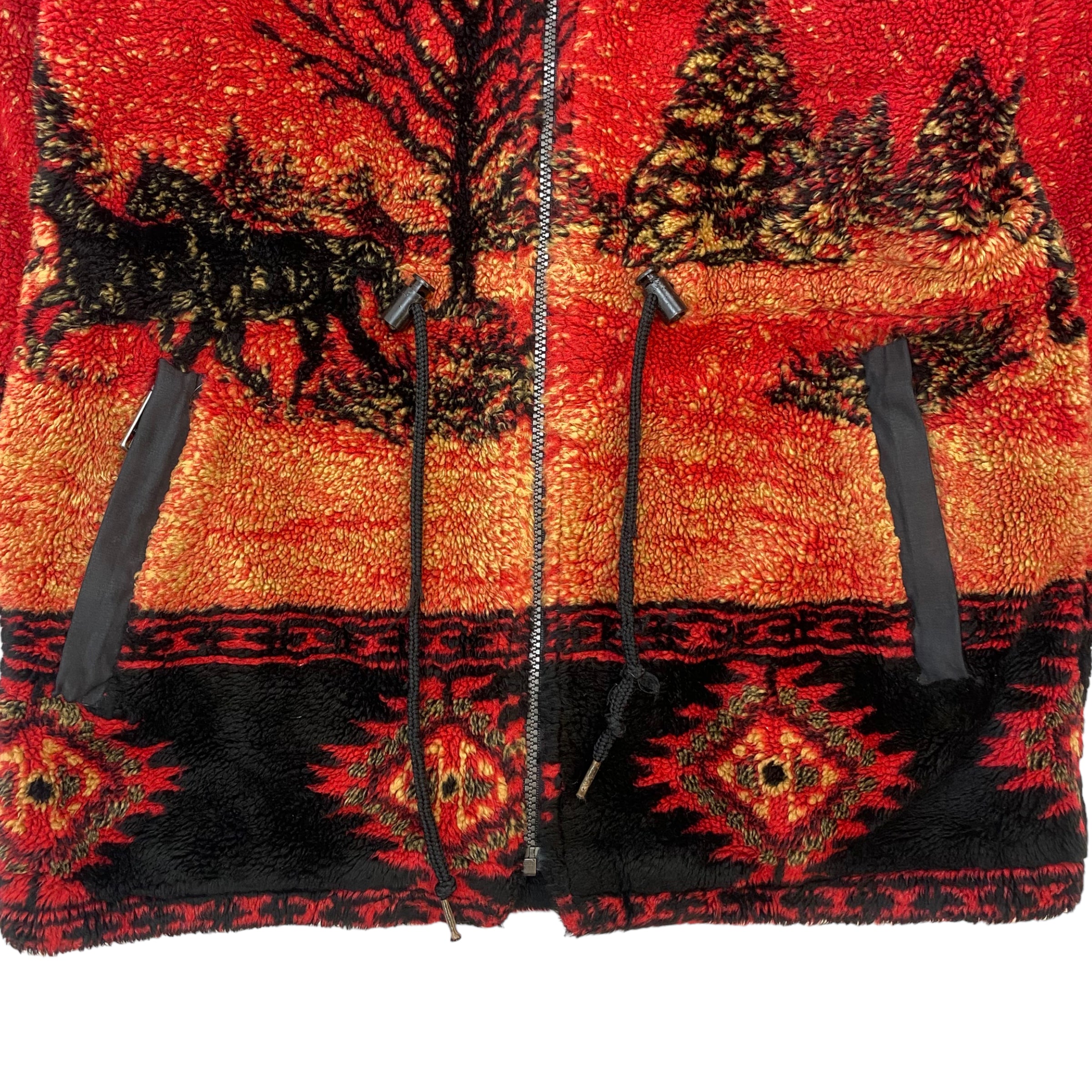 Vintage Nature Printed Fleece Red